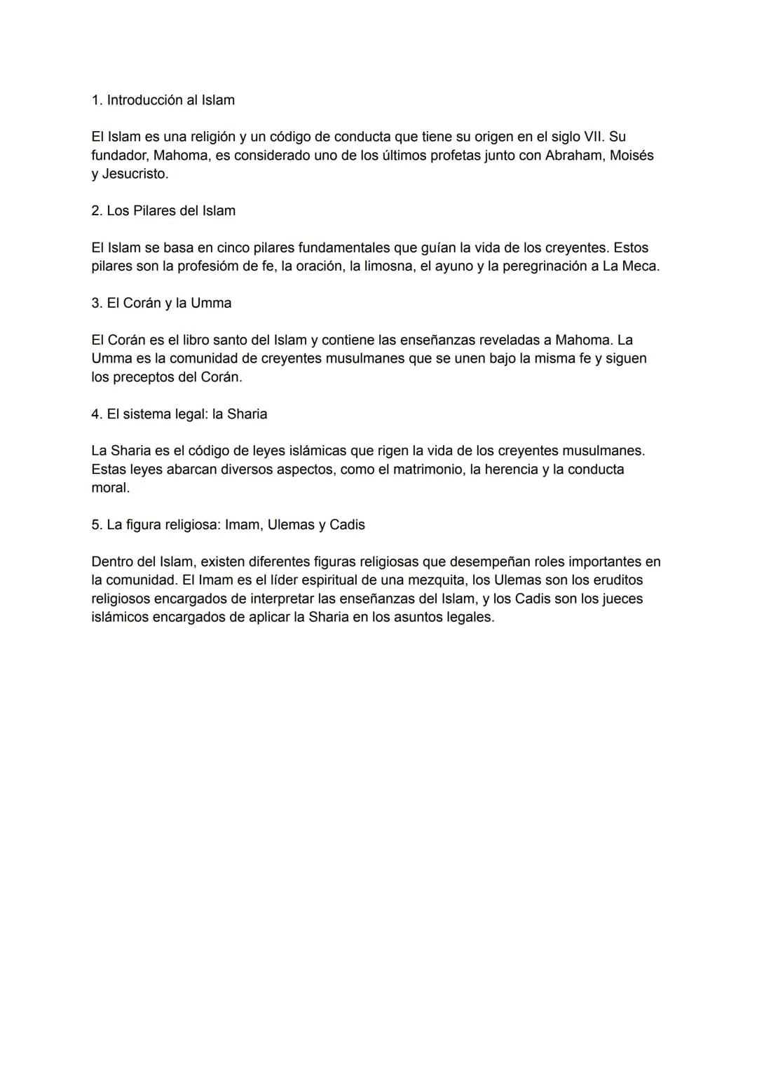 # 1. Introducción al Islam

El Islam es una religión y un código de conducta que tiene su origen en el siglo VII. Su
fundador, Mahoma, es co