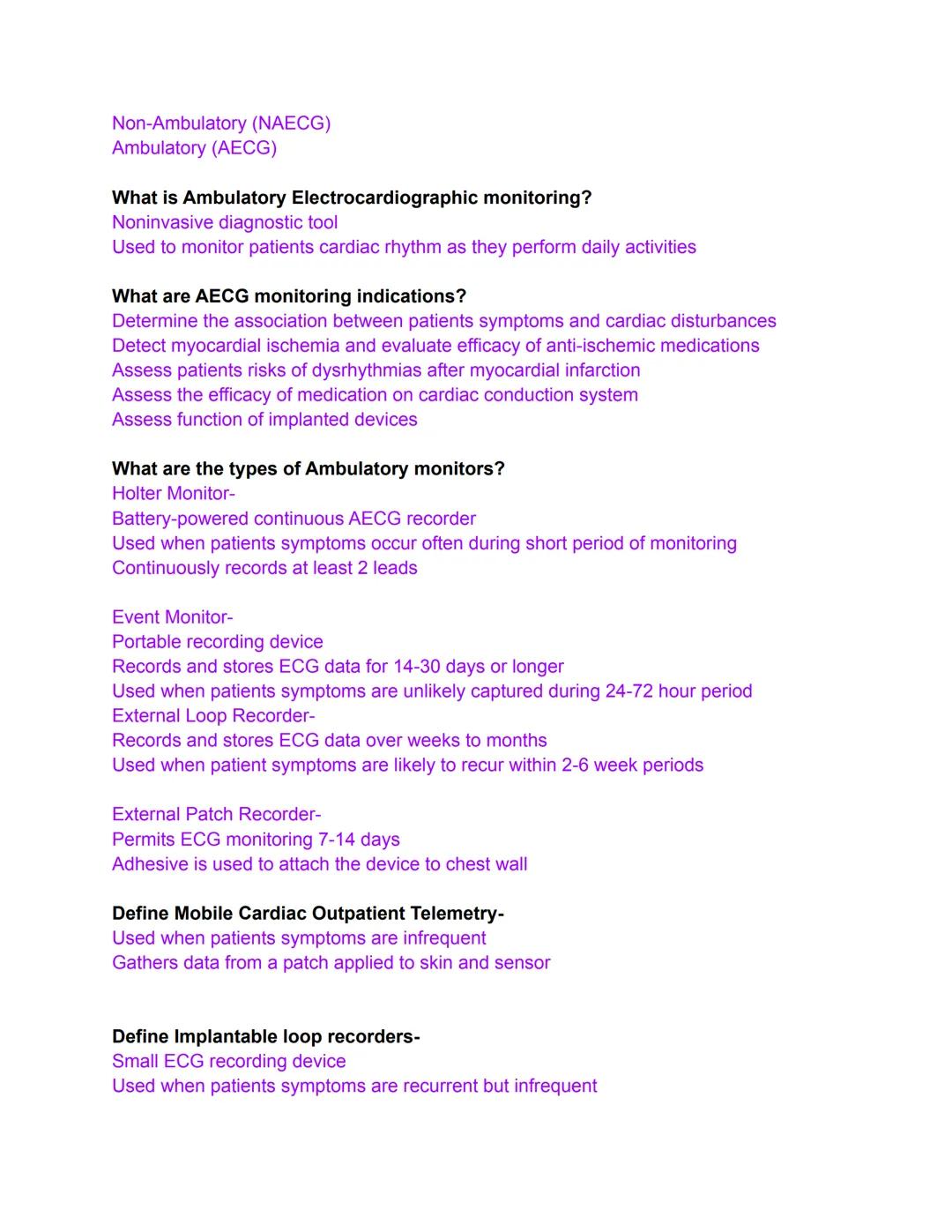 What is Cardiac Electrophysiologic study (EP)?
Also called Invasive cardiac electrophysiology
Series of tests that examine the heart's elect