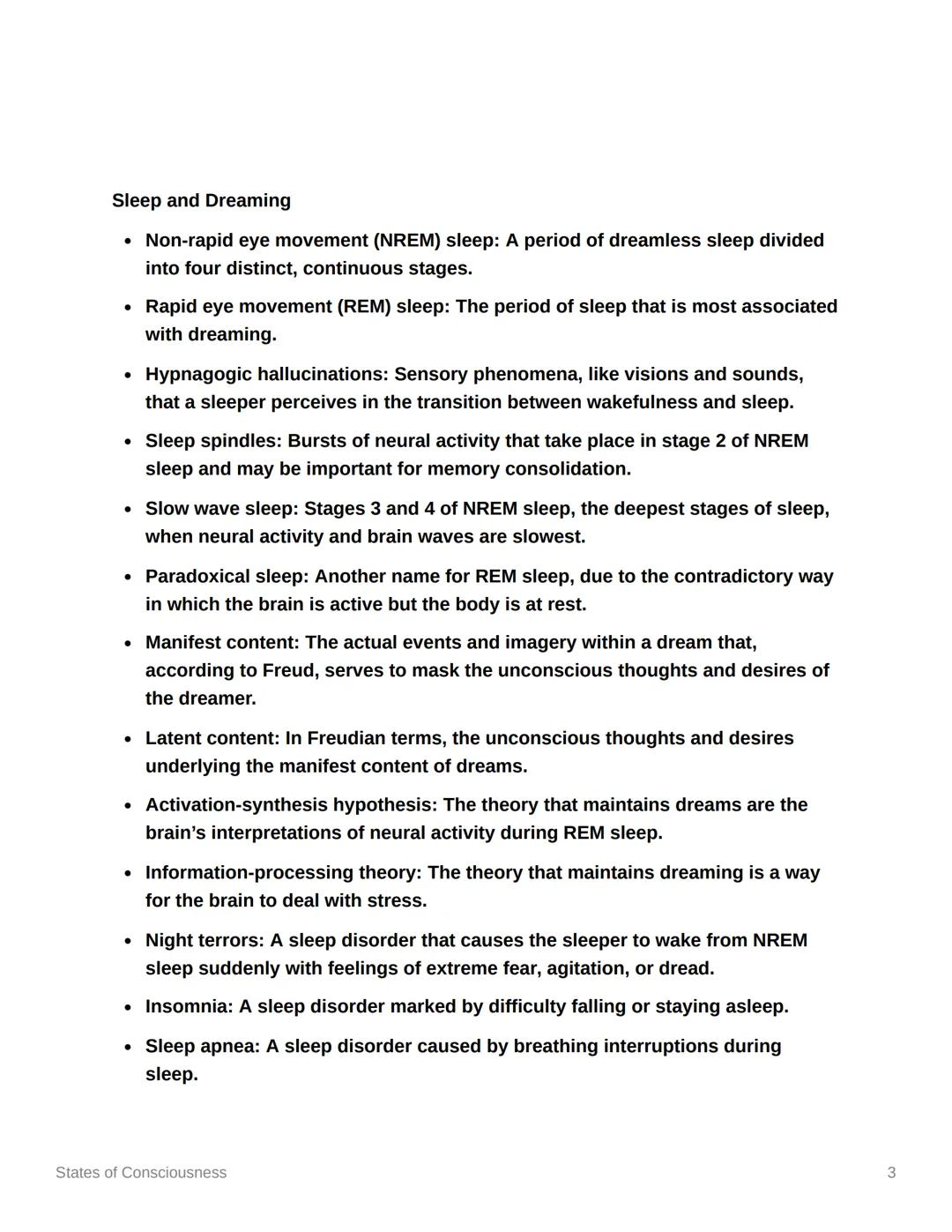 # States of Consciousness

States of Consciousness

Our states of consciousness change as we go through the day and night. There are
three m