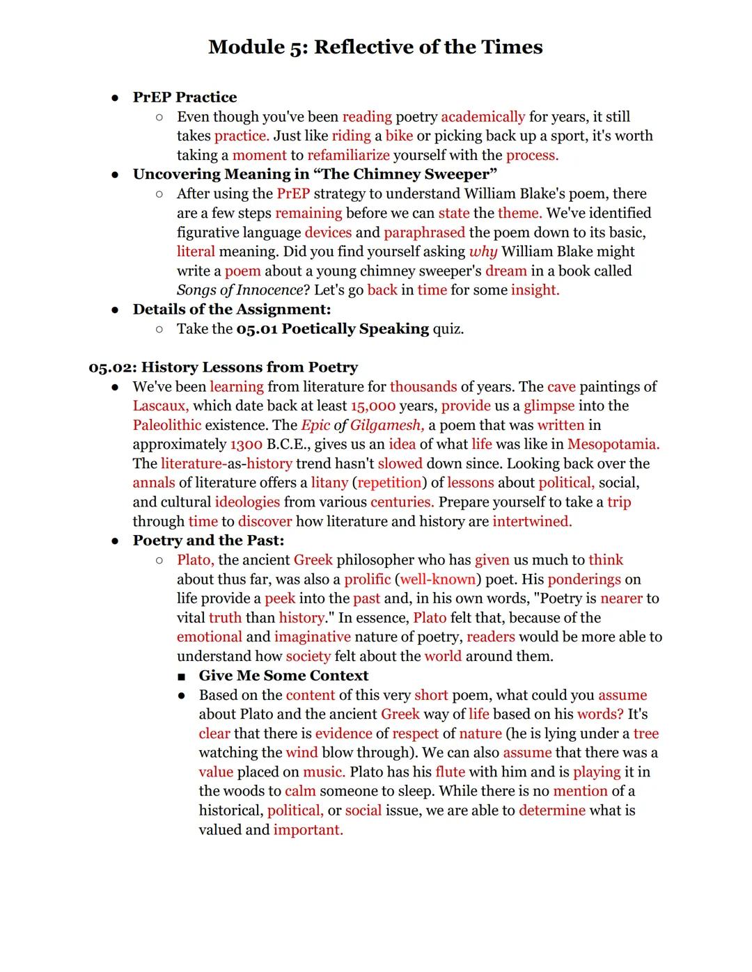 # Module 5: Reflective of the Times

In this module, you will learn how authors use verse (poetry) to share their unique
insight and reactio