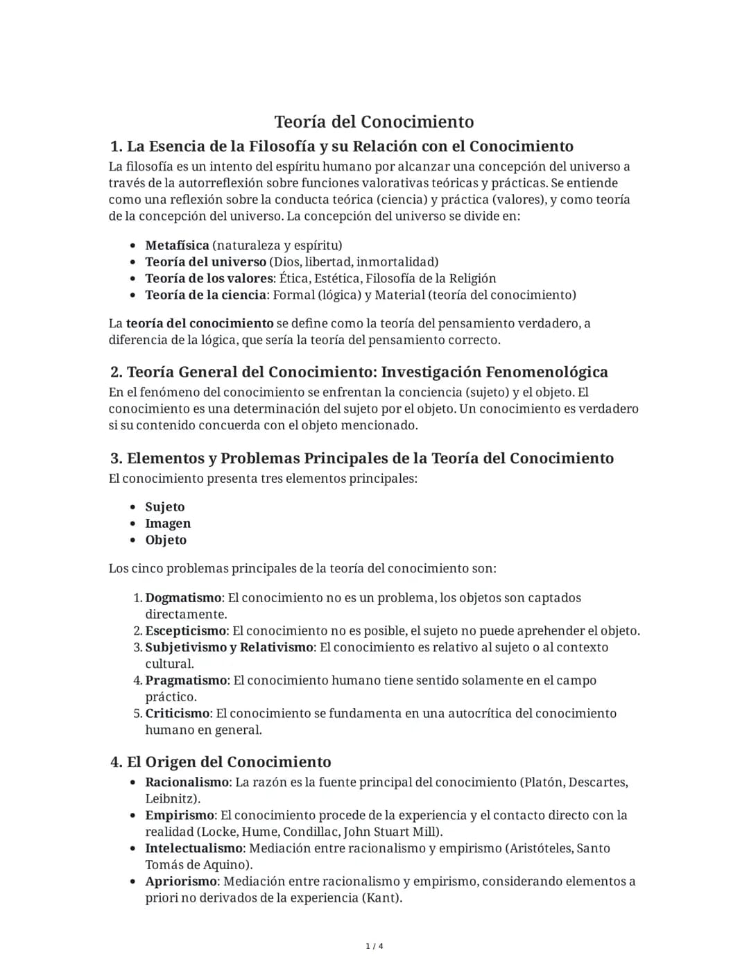 Teoría del Conocimiento
1. La Esencia de la Filosofía y su Relación con el Conocimiento
La filosofía es un intento del espíritu humano por a