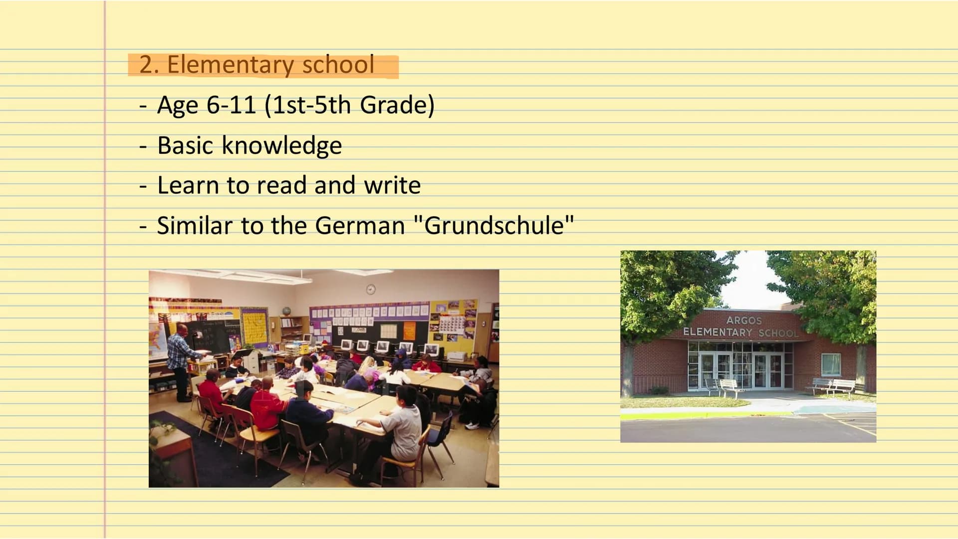 # The

# American School System # Table of Contents

-Types of school
-Grading system
-Homeschooling
-After school activities # Types of Sch
