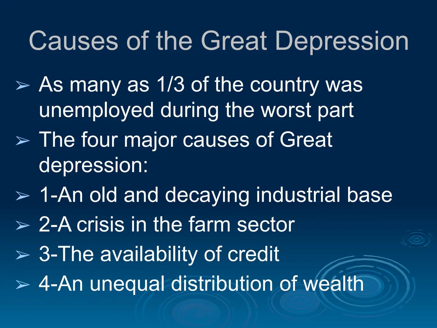 # The Great Depression

EQ: What caused the greatest
economic troubles in US History? Questions about the Great Depression
- When did the Gr