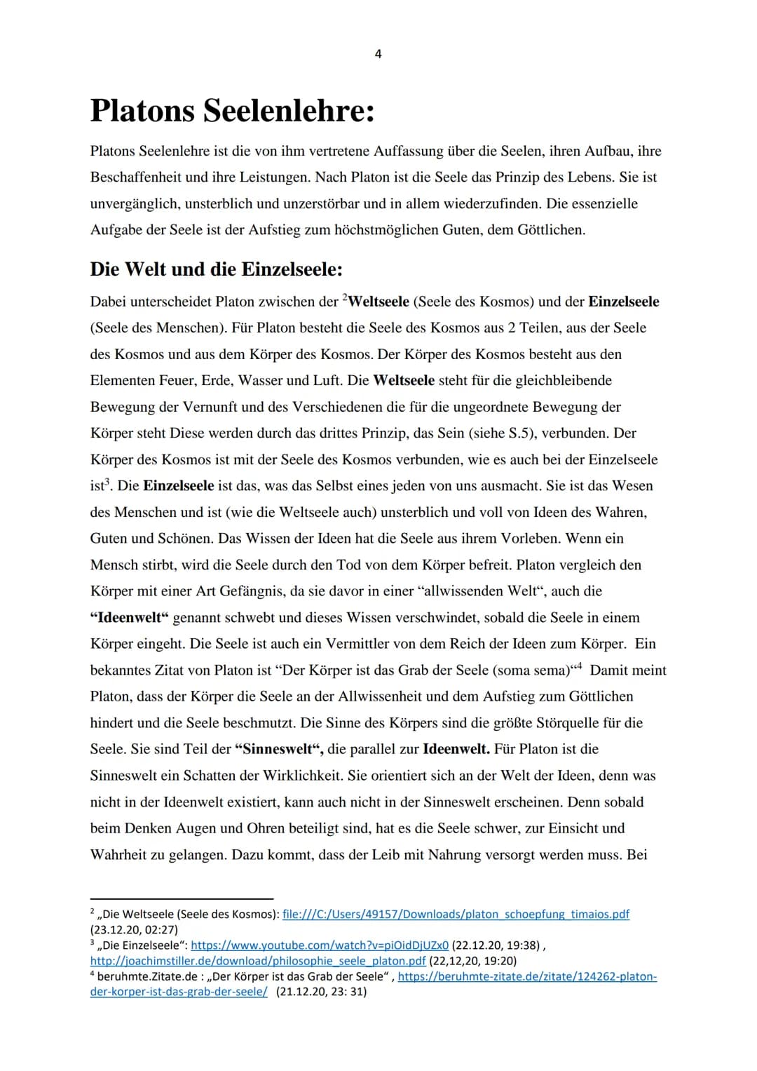 PLATON

Eine Darstellung seiner Seelenlehre

Hildegardis-Schule
Valentina Cappello

Q1.1, Philosophie, Wei 2

# Inhaltsverzeichnis:

1. Einl