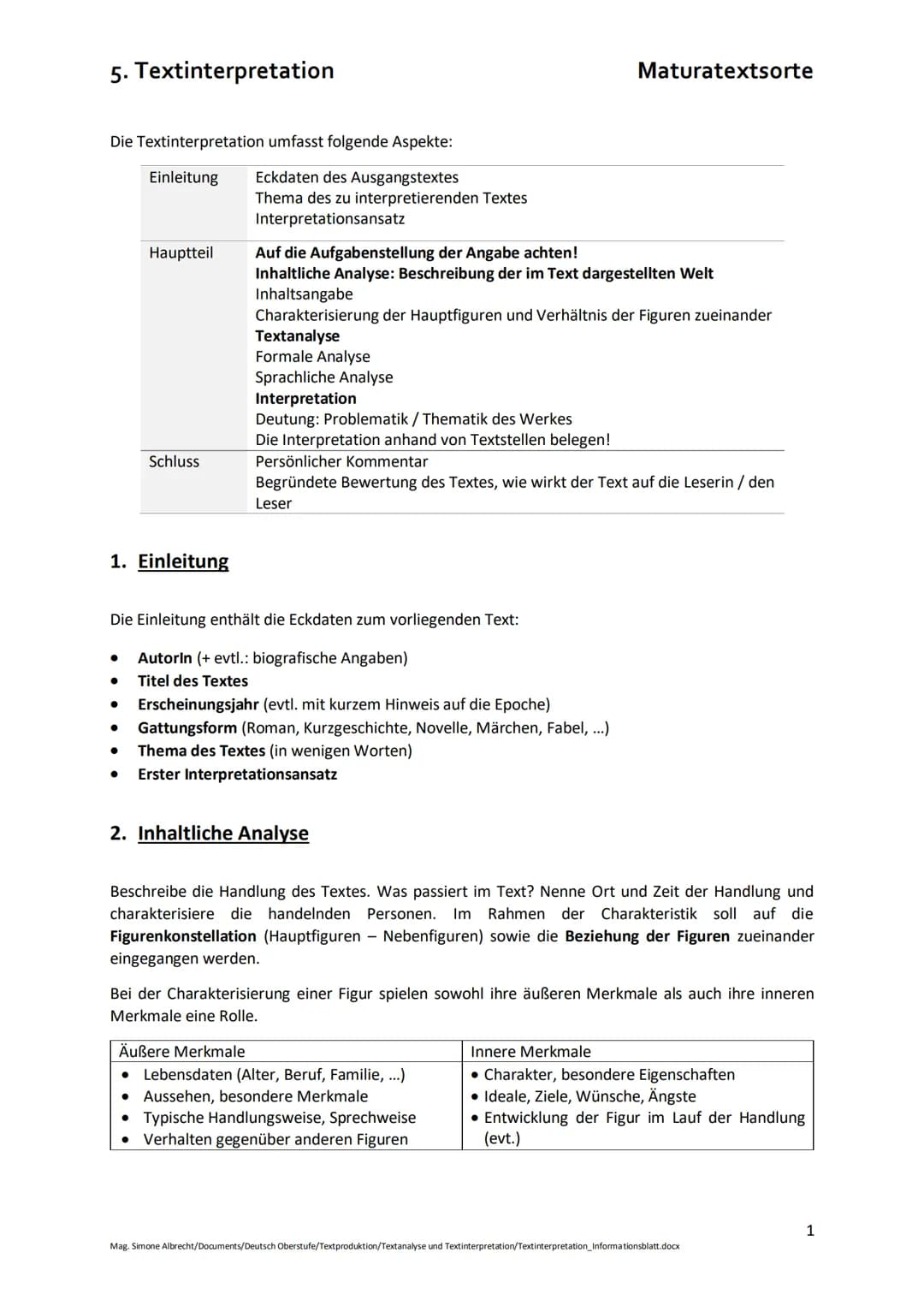 5. Textinterpretation

Die Textinterpretation umfasst folgende Aspekte:

Einleitung
Eckdaten des Ausgangstextes
Thema des zu interpretierend