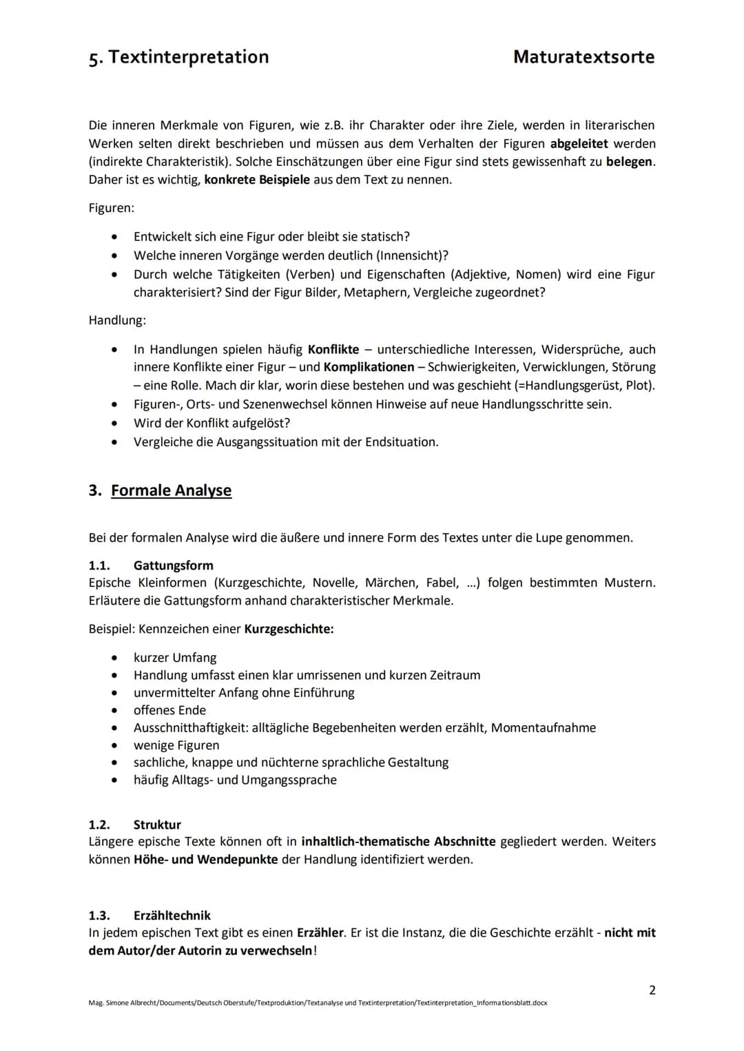 5. Textinterpretation

Die Textinterpretation umfasst folgende Aspekte:

Einleitung
Eckdaten des Ausgangstextes
Thema des zu interpretierend