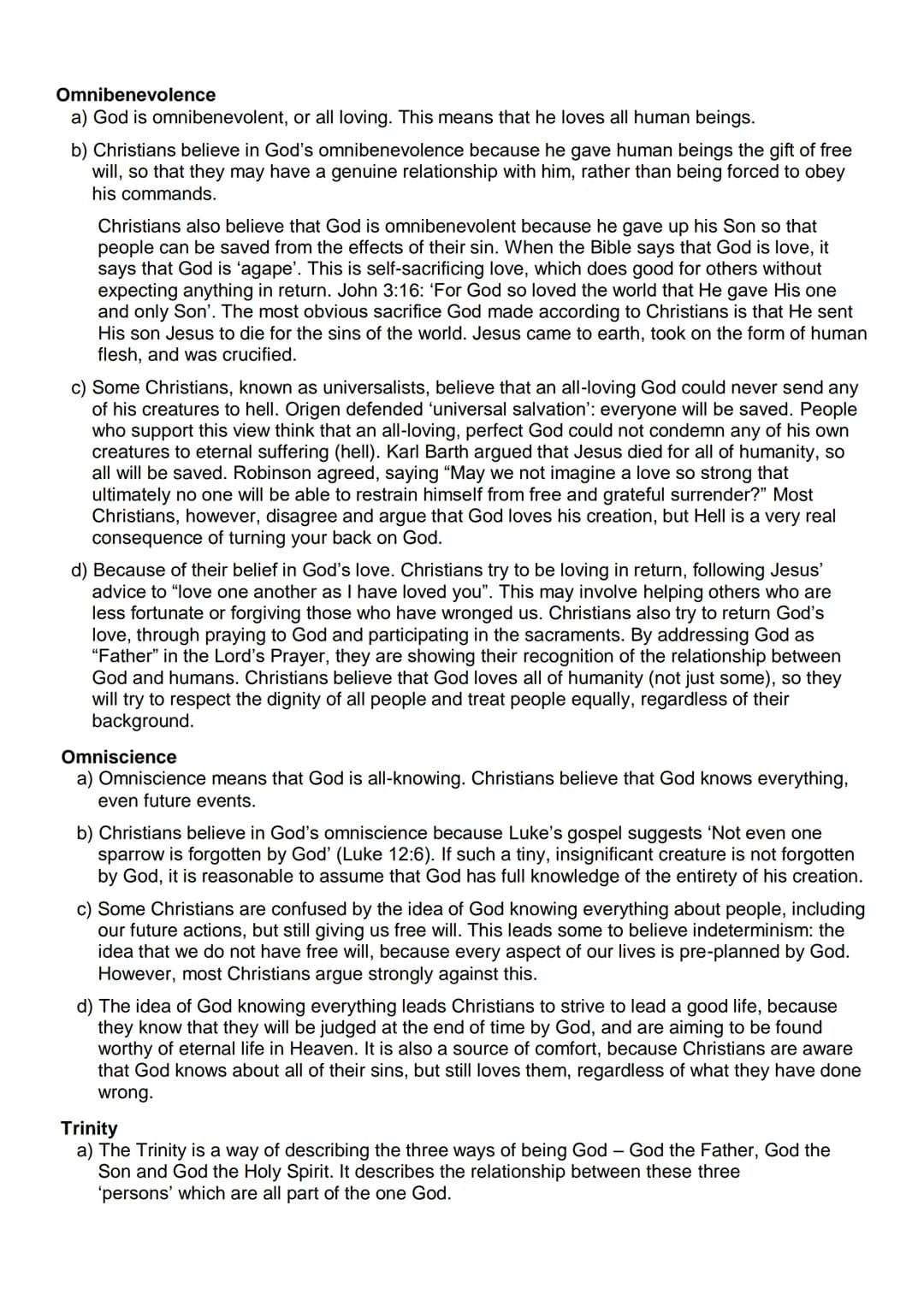 Higher RMPS Revision Guide

Christianity
Mandatory Content
Beliefs:
- beliefs about God
- nature of human beings: free will; sin; stewards
-