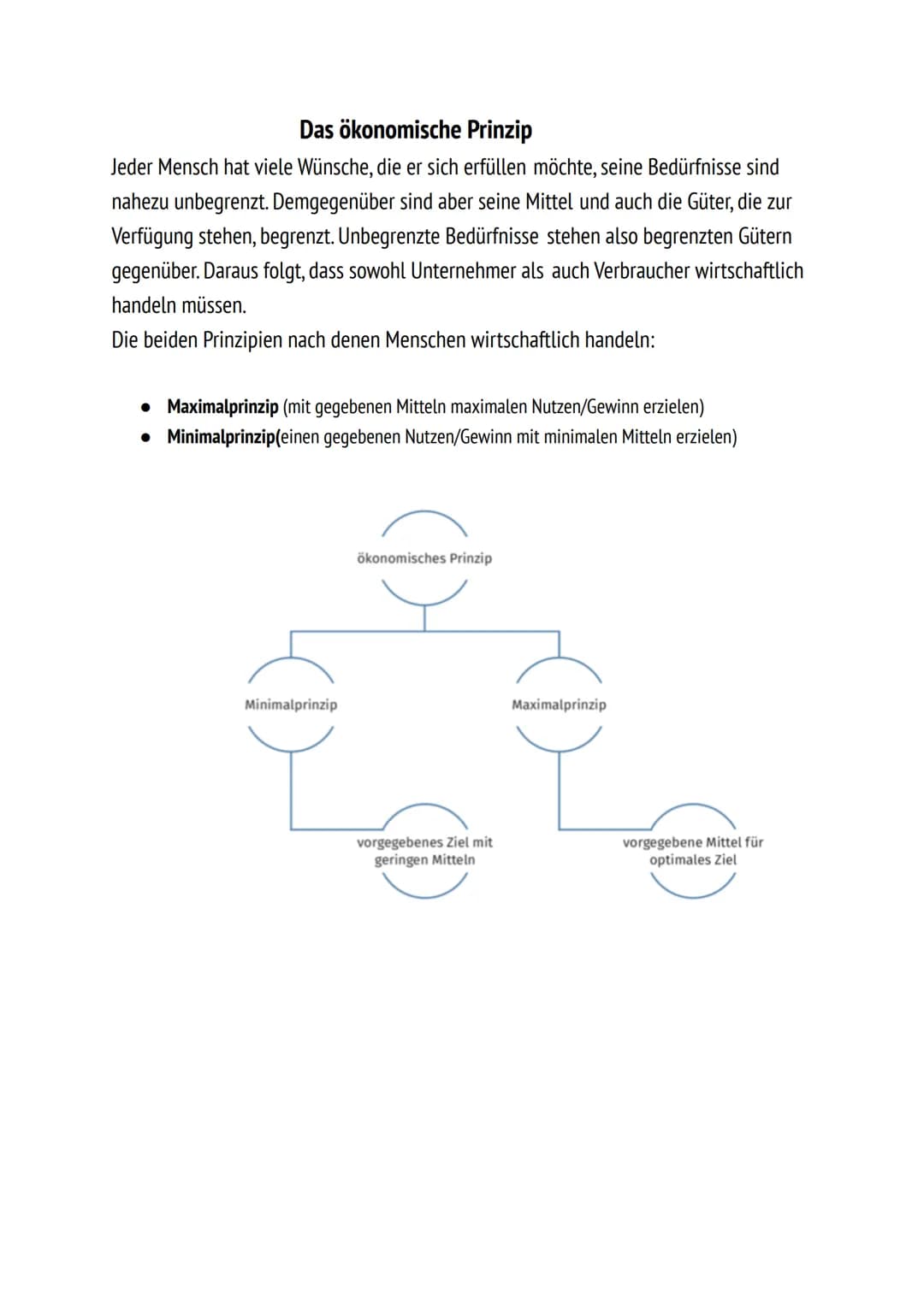 # Das ökonomische Prinzip

Jeder Mensch hat viele Wünsche, die er sich erfüllen möchte, seine Bedürfnisse sind
nahezu unbegrenzt. Demgegenüb