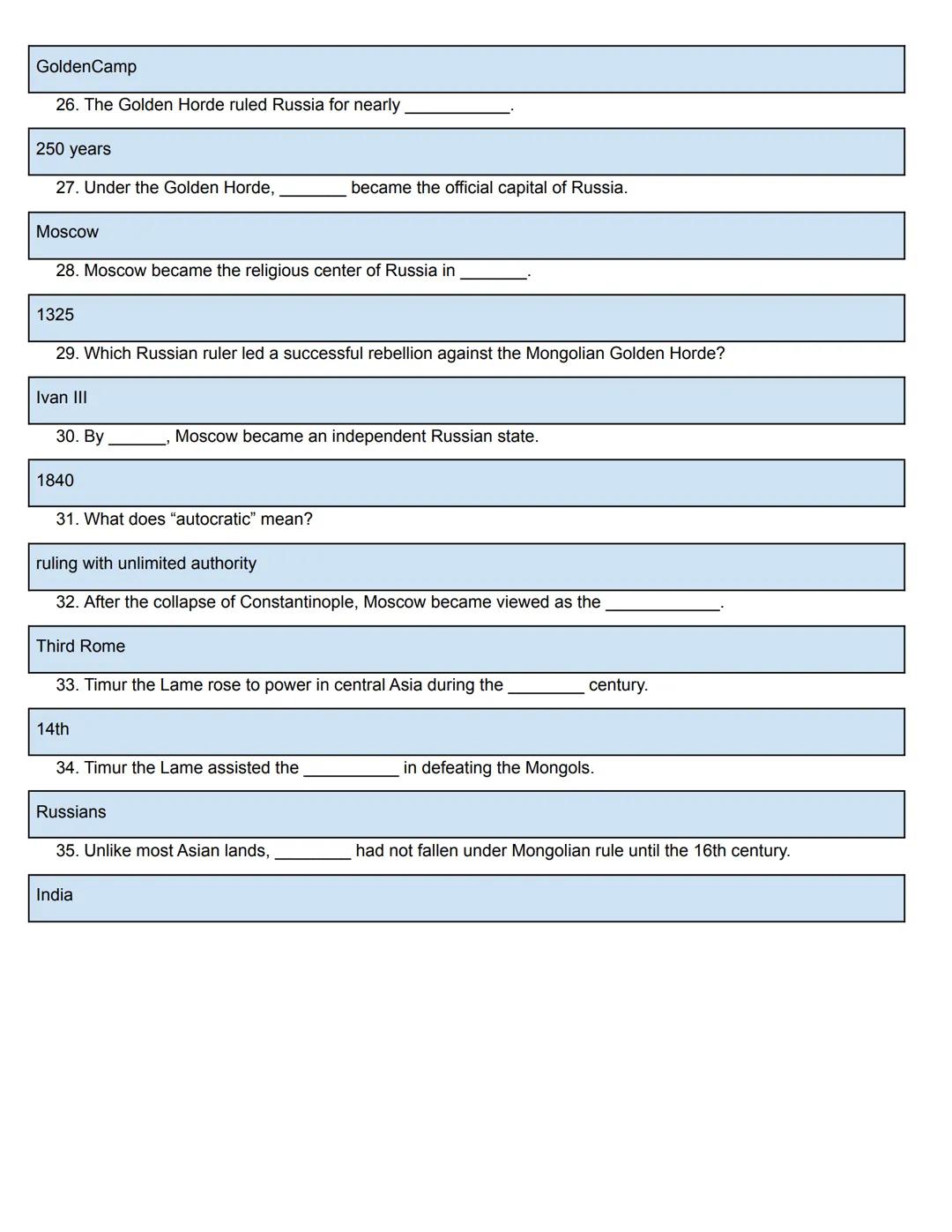 # Asian History Study Guide Packet
(The Mongols)

ASIAN
HISTORY # Asian History (The Mongols) Study Guide

Directions: Read and answer the f