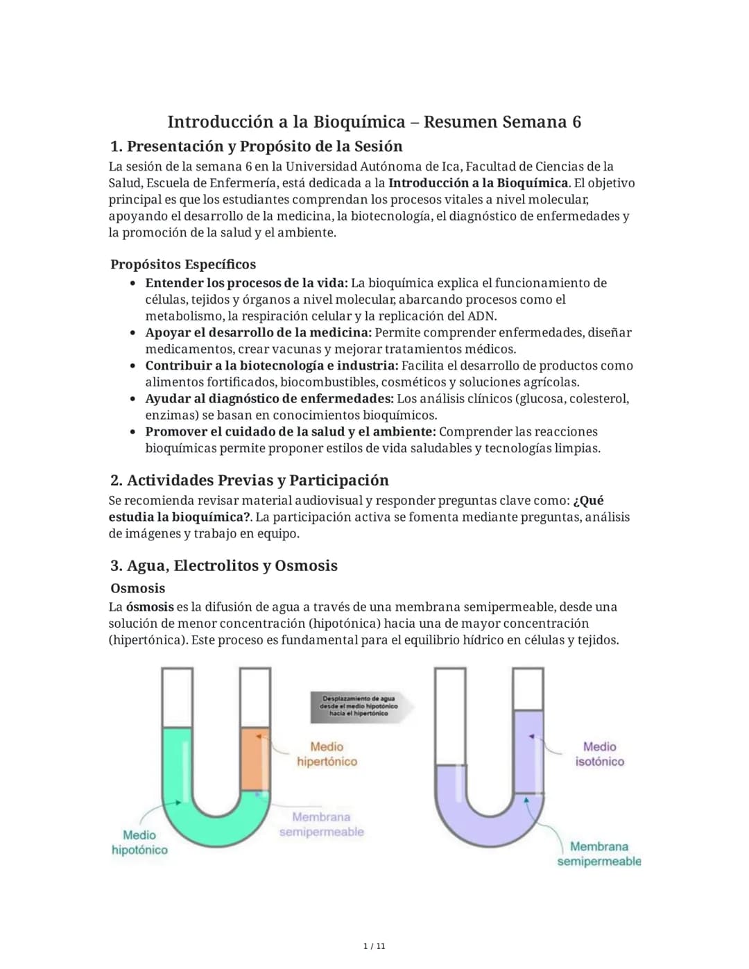 Introducción a la Bioquímica - Resumen Semana 6
1. Presentación y Propósito de la Sesión
La sesión de la semana 6 en la Universidad Autónoma