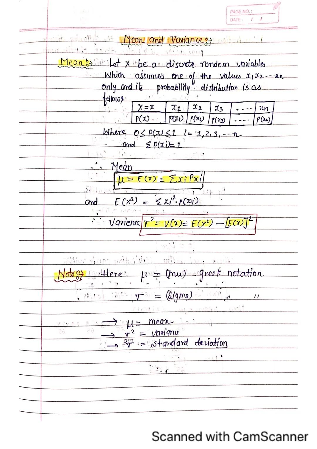 PAGE NO:
DATE: 11
# Chap-2 Random Variable and discrete
## Probability Distribution

Random: Variable "The function Which transforms
.: the 
