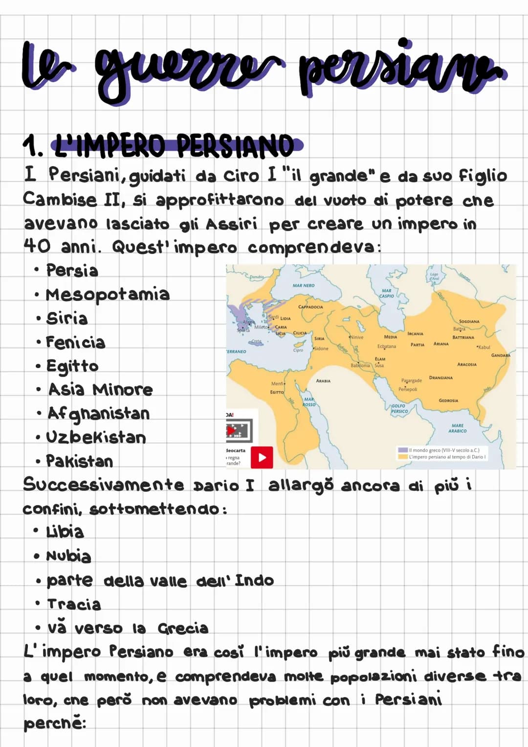
<h2>L'IMPERO PERSIANO</h2>
<p>I Persiani, guidati da Ciro I "il grande" e da suo figlio Cambise II, si approfittarono del vuoto di potere l