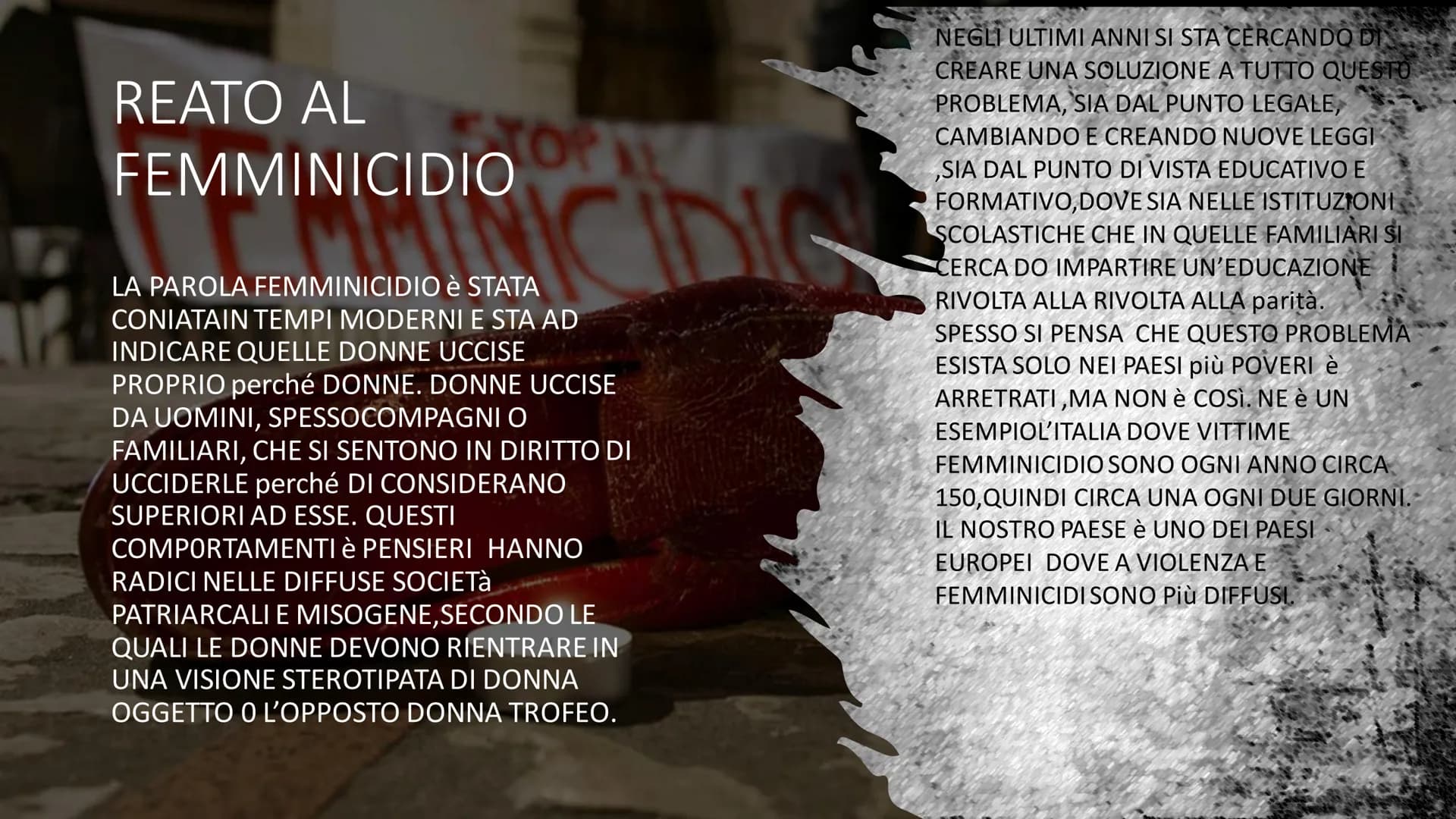# STOP

VIOLENZA SULLE DONNE

DICIAMO NO ALLA VIOLENZA SULLE DONNE

SARA IMPERATRICE
1ATUR REATO AL
FEMMINICIDIO

LA PAROLA FEMMINICIDIO È S