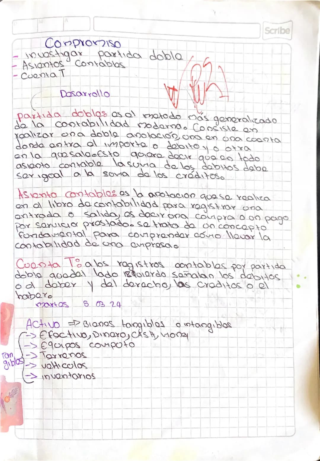 Scribe

Compromiso
- investigar partida dobla
- Asientos Contables
- Cuenta T

Desarrollo

partida dobles as al metodo más generalizado
de l