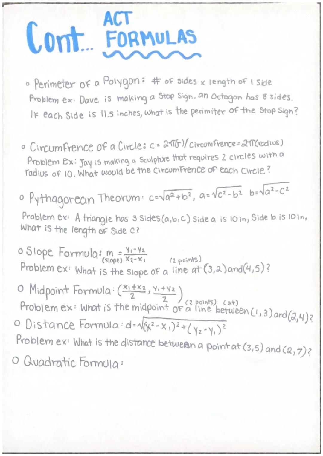 # MATH FORMULAST
FOR THE ACT

$x \div$

• AREA OF A RECTANGLE: A=bh/Area = base x height
Problem ex: Ron is getting carpet installed in his 