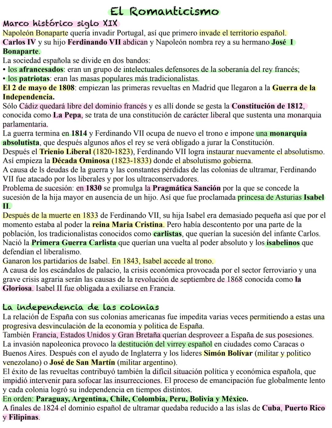 Español # El Romanticismo

Marco histórico siglo XIX
Napoleón Bonaparte quería invadir Portugal, así que primero invade el territorio españo