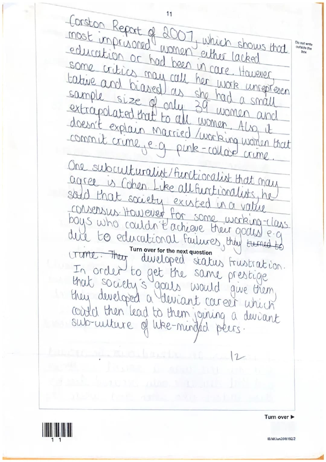 2

Section A: Crime and Deviance
Answer all questions in this section.

Only one answer per question is allowed.
For each answer completely 