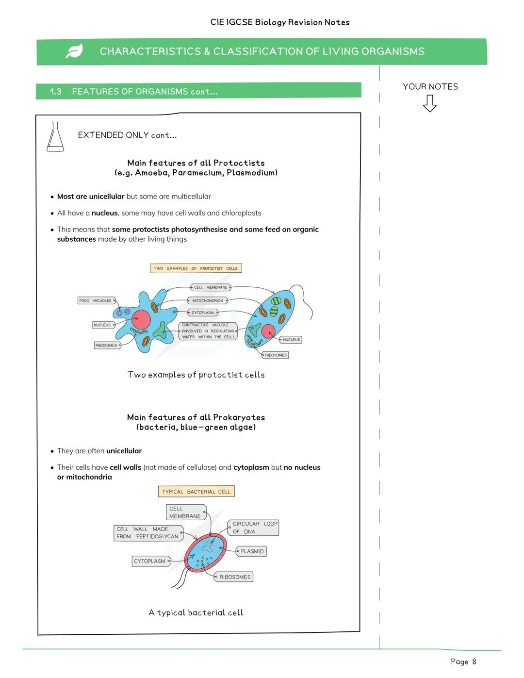 CIE IGCSE Biology Revision Notes

CHARACTERISTICS & CLASSIFICATION OF LIVING ORGANISMS

CONTENTS:

1.1 CHARACTERISTICS
1.2 CLASSIFICATION
1.