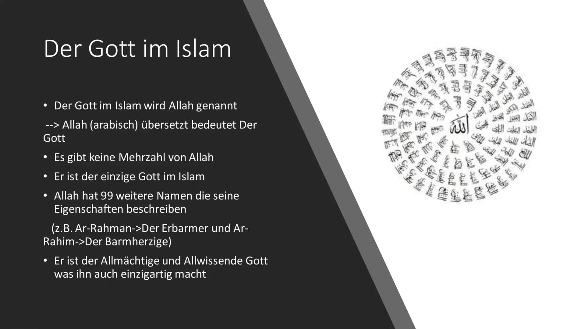# Der Islam - Allgemeines
- Die Entstehung des Islams
- Der Gott
- Der Prophet Mohammed
- Die 5 Säulen
Inhalt
- Die 6 Säulen
- Der Koran
- D