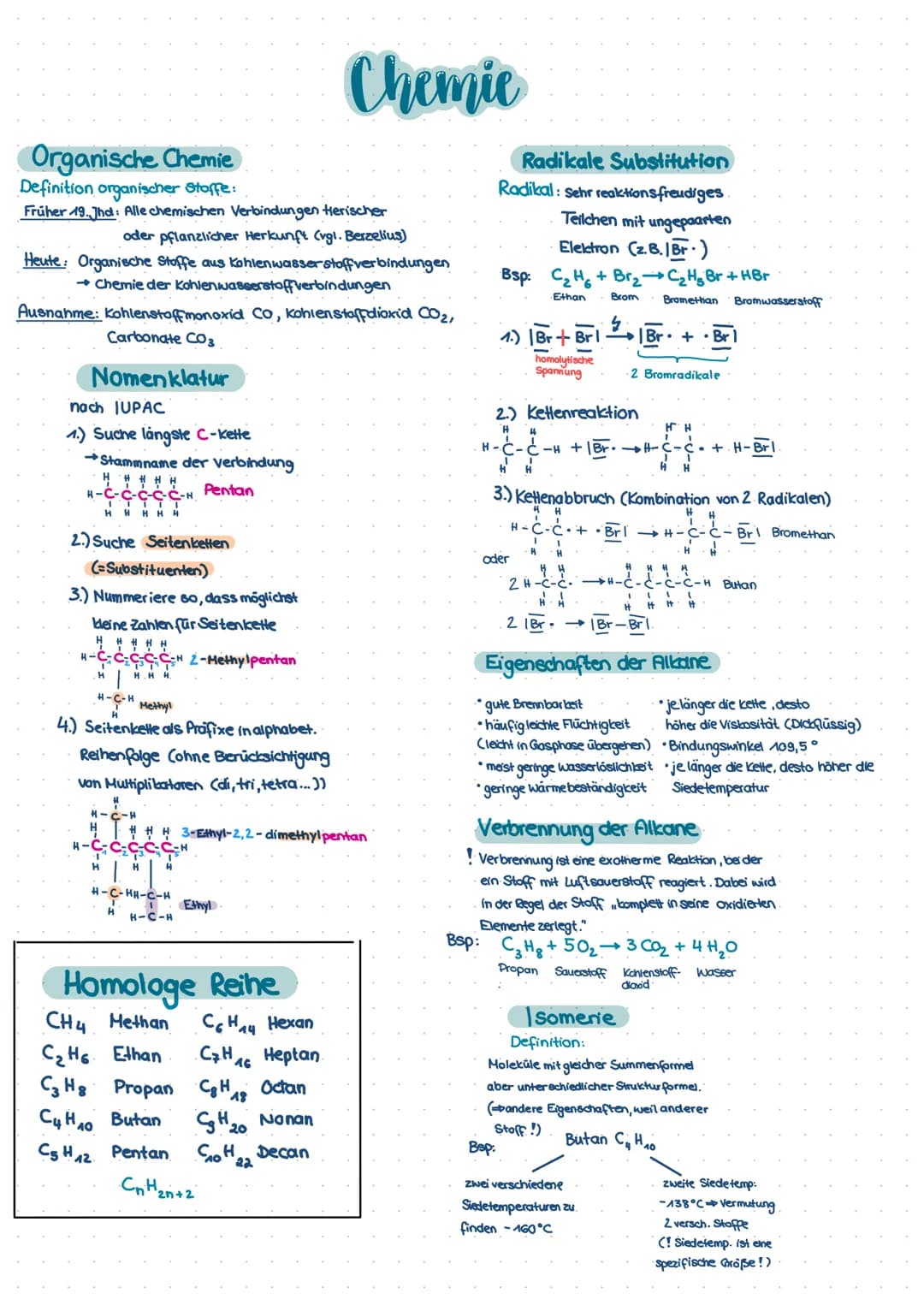 # Chemie

Organische Chemie
Definition organischer Stoffe:
Früher 19. Jhd: Alle chemischen Verbindungen Herischer
oder pflanzlicher Herkunft