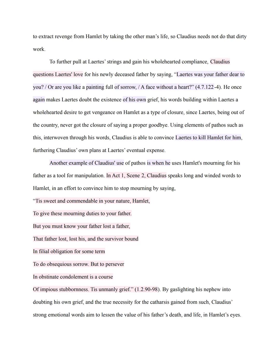 
<p>In the story of Hamlet by William Shakespeare, Claudius, the King of Denmark, emerges as a powerful and convincing speaker, using pathos