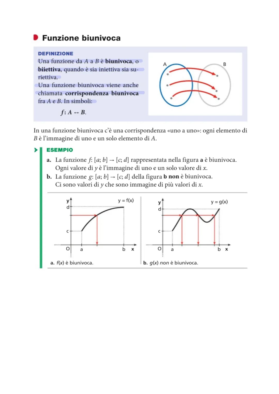 # DEFINIZIONE
Una relazione f fra due insiemi A e B è una funzione se a ogni elemento di A
associa uno e un solo elemento di B.

Poiché una 