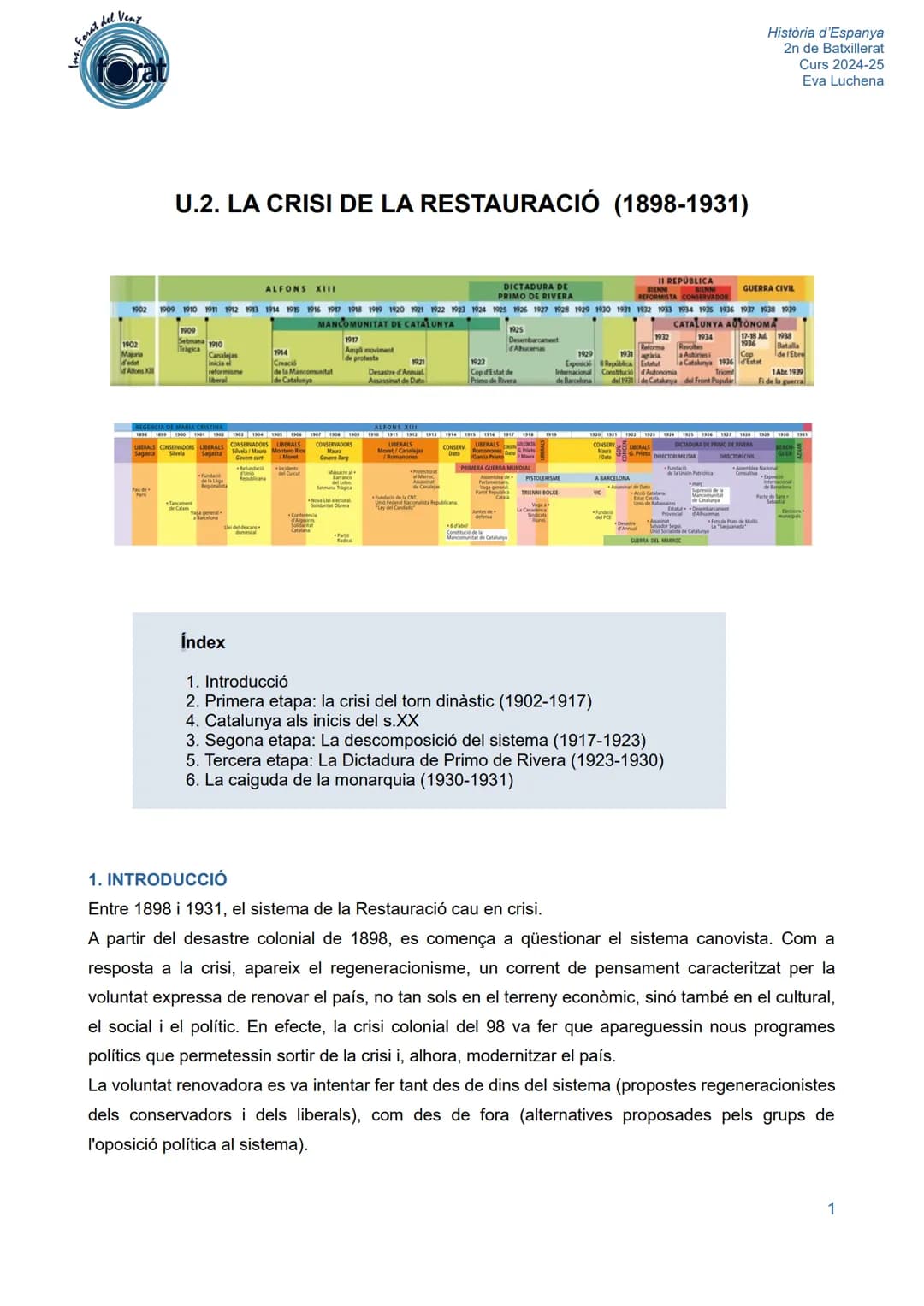 # ns. Forat del Vent

forat

# U.2. LA CRISI DE LA RESTAURACIÓ (1898-1931)

História d'Espanya
2n de Batxillerat
Curs 2024-25
Eva Luchena

A