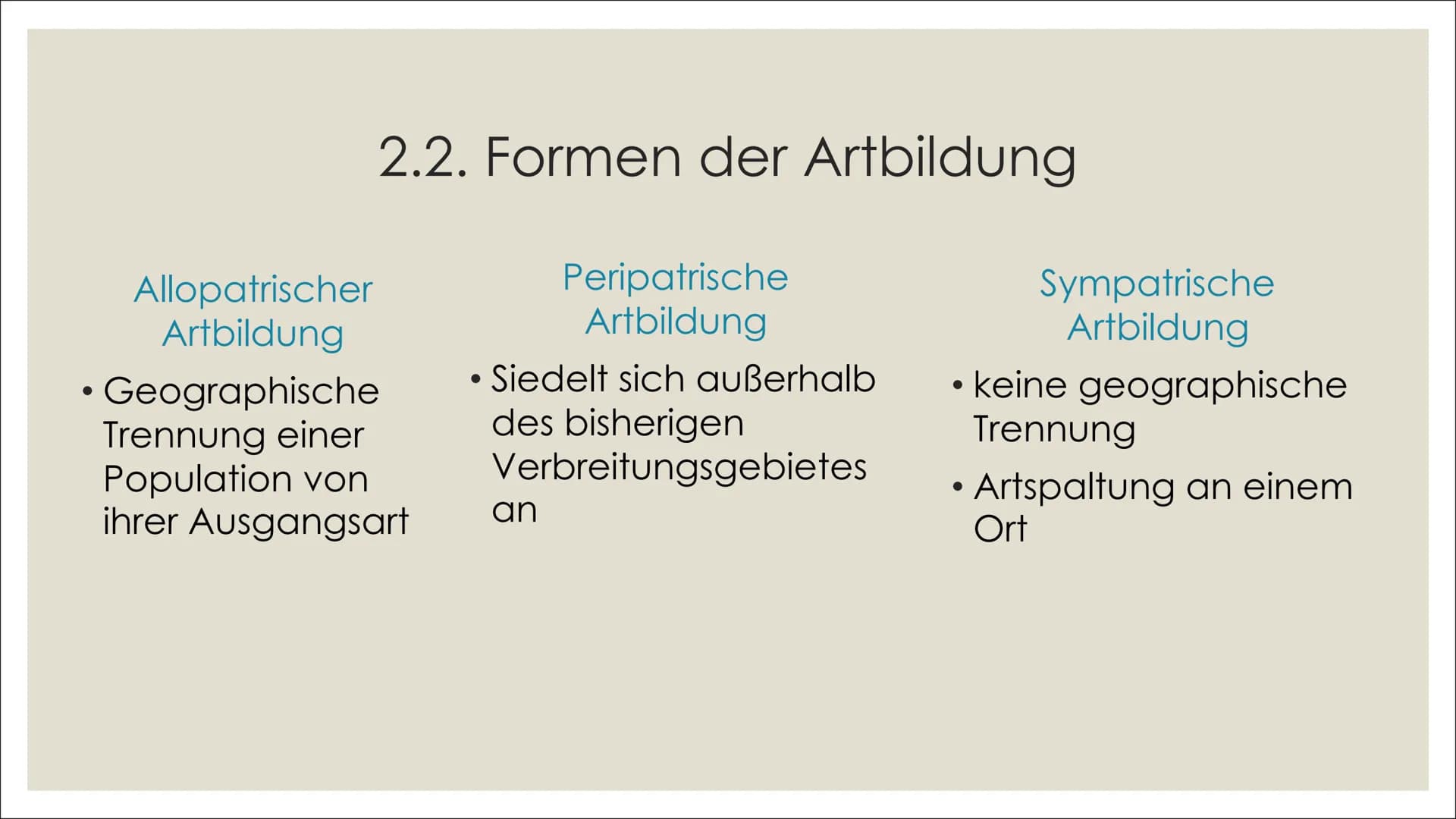 # ARTBILDUNG UND
# ISOLATIONSMECHANISMEN Inhalt

1. Definitionen
2. Artbildung
    1. Artkonzepte
    2. Formen der Artbildung
4. Quellenver