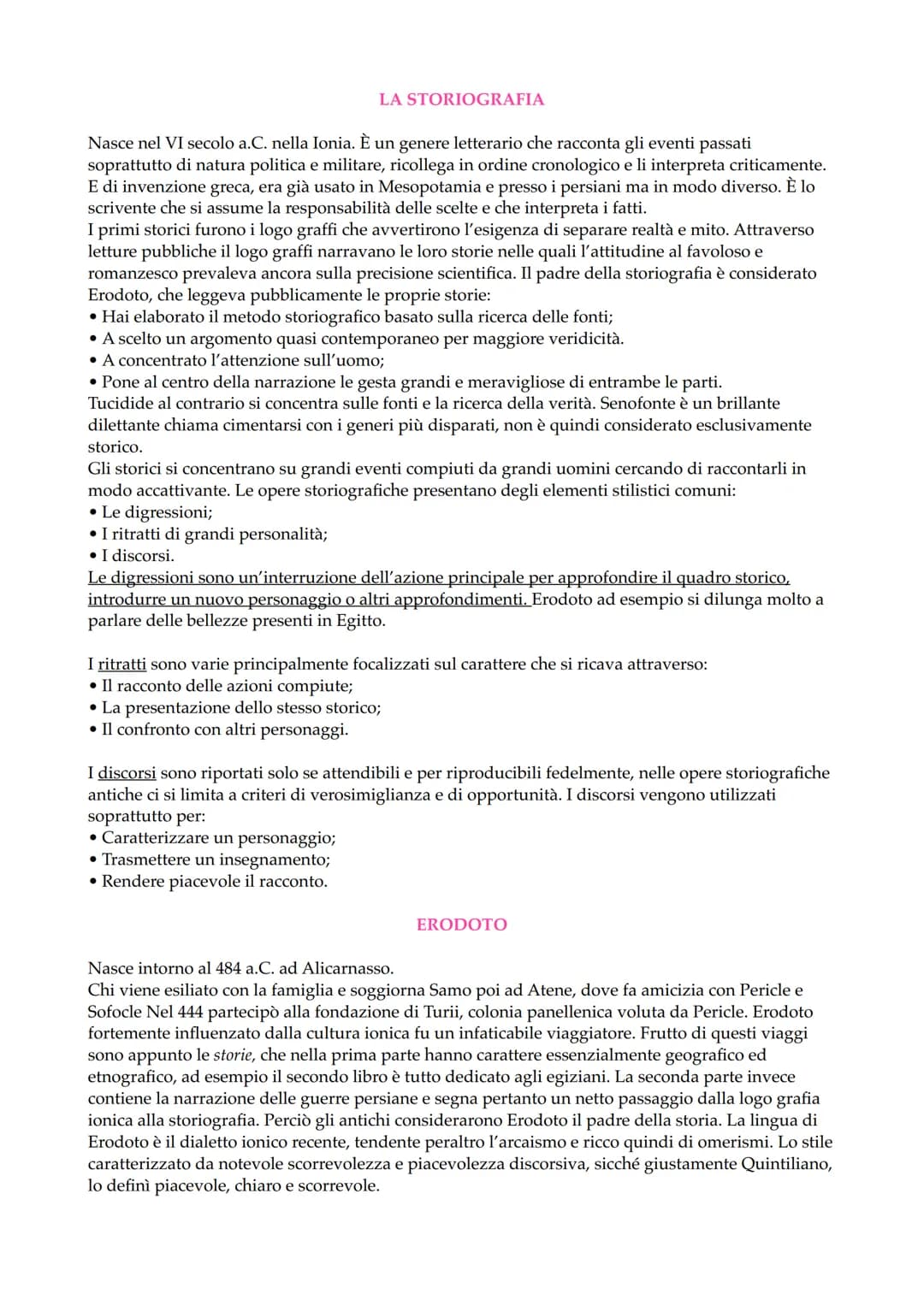 # LA STORIOGRAFIA

Nasce nel VI secolo a.C. nella Ionia. È un genere letterario che racconta gli eventi passati
soprattutto di natura politi