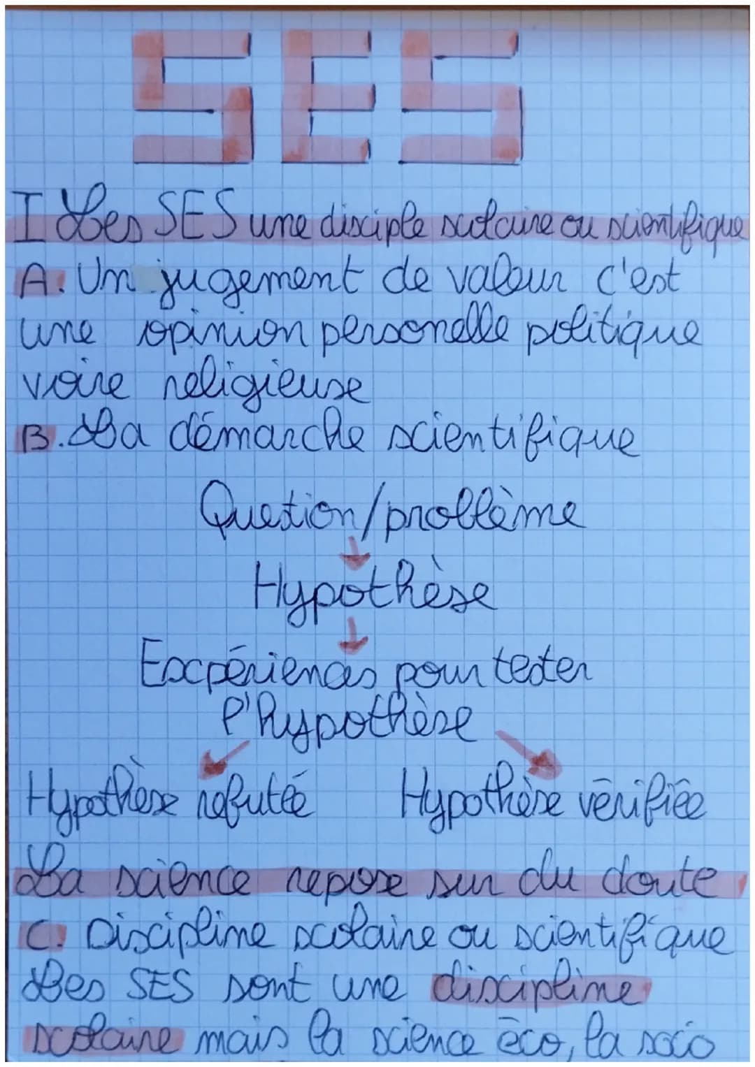 SES

I bes SES une disciple sulcure cu scientifique
A. Un jugement de valeur c'est
une opinion personelle politique
voire religieuse
B. Ba d