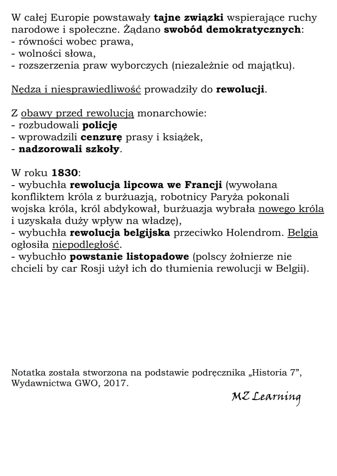 # Europa po kongresie wiedeńskim
kl 7 GWO

1814/15-kongres wiedeński
1815 - powstanie Świętego Przymierza
1830 rewolucja licowa we Francji
-