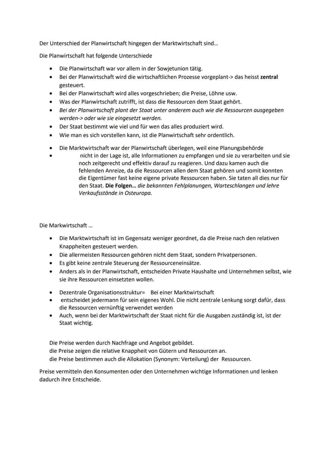 Der Unterschied der Planwirtschaft hingegen der Marktwirtschaft sind...

Die Planwirtschaft hat folgende Unterschiede

- Die Planwirtschaft 