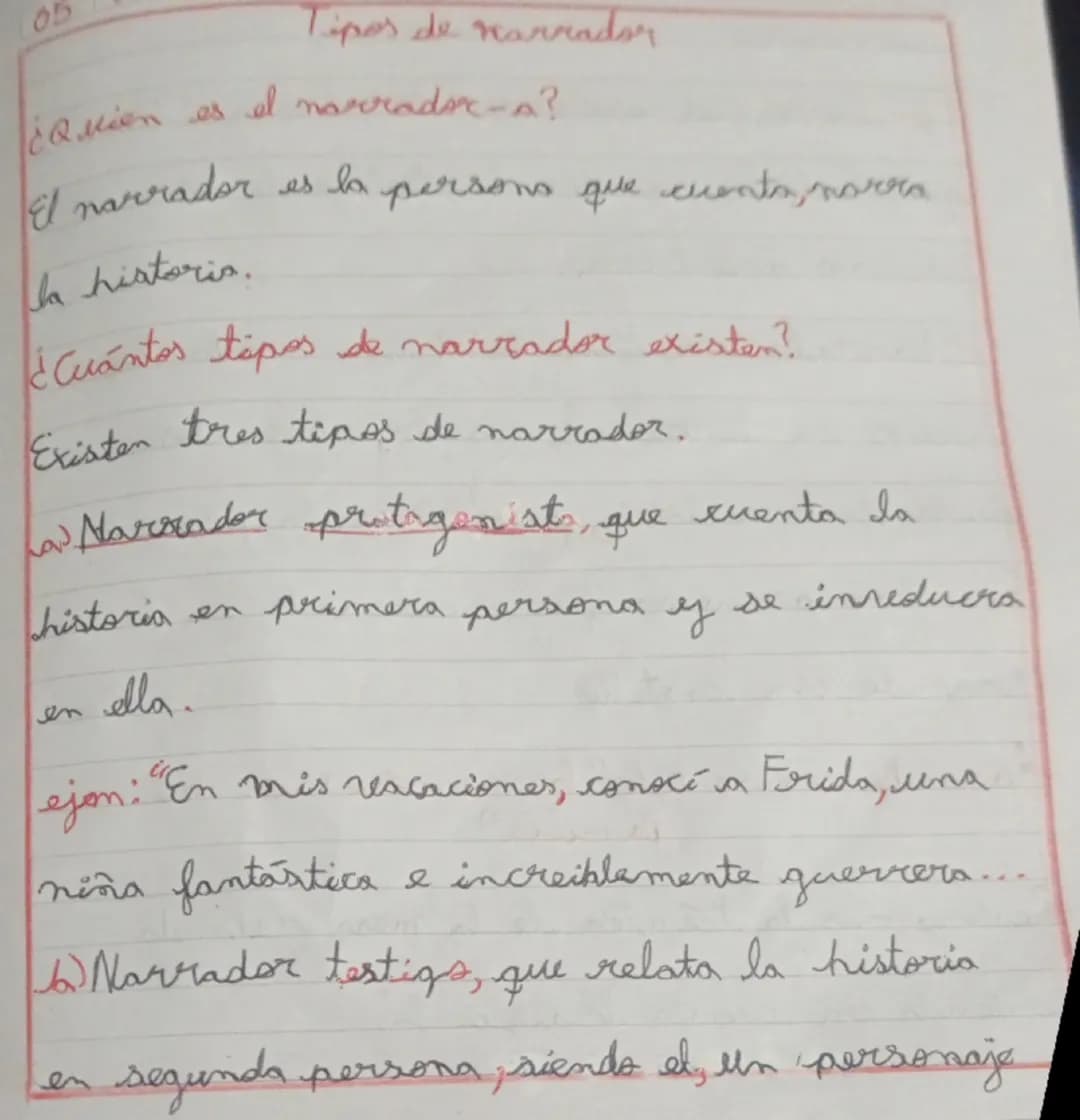05
Tipos de narrador
¿Quien es el narrador-a?
El narrador es la persons que cuenta, narra
la historia.
¿Cuántos tipos de narrador existen?
E