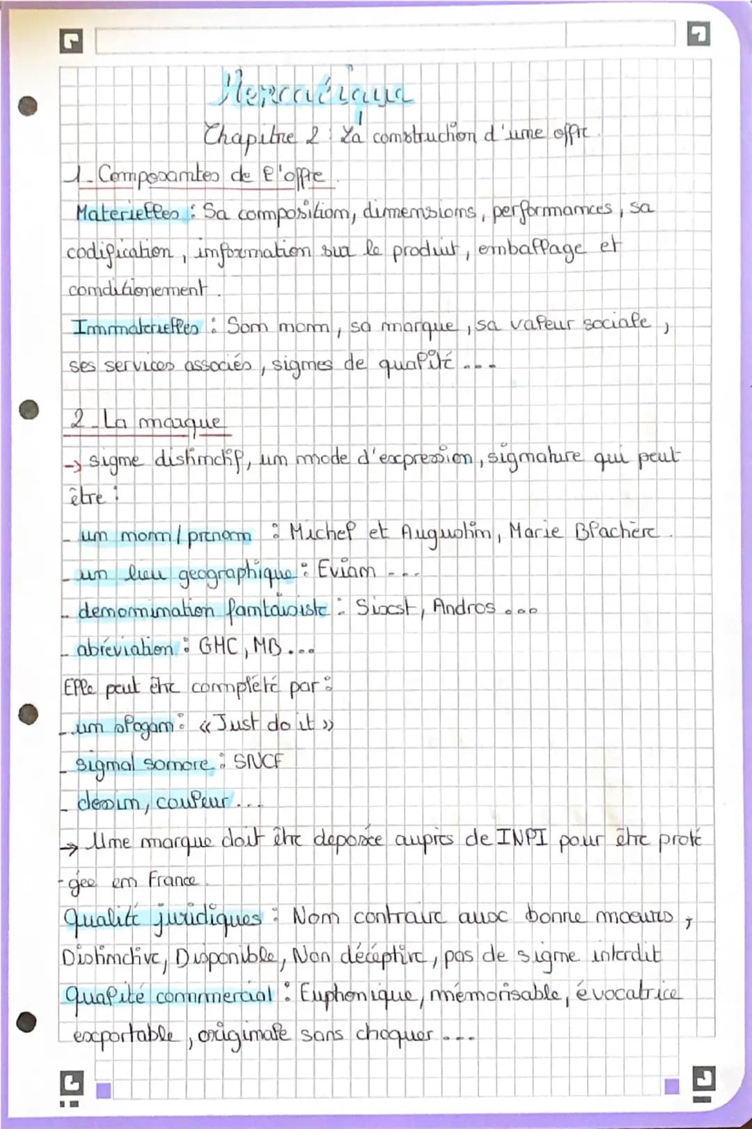 Chapitre 2: Za comstruchon d'une offic

1. Composantes de l'offte.

Materiefles: Sa composition, dimensioms, performances, sa
codification, 