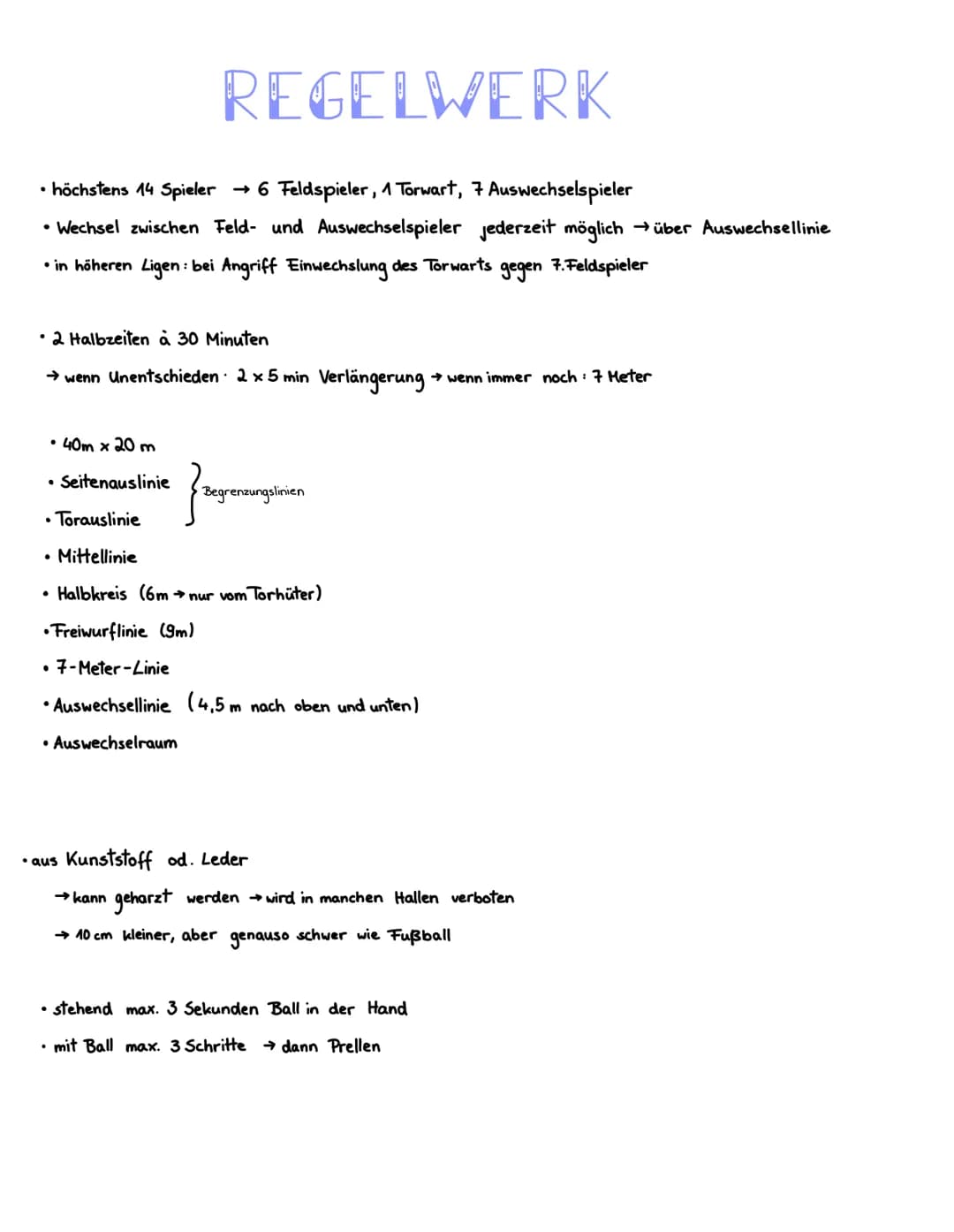REGELWERK

• höchstens 14 Spieler $\rightarrow$ 6 Feldspieler, 1 Torwart, 7 Auswechselspieler

• Wechsel zwischen Feld- und Auswechselspiele