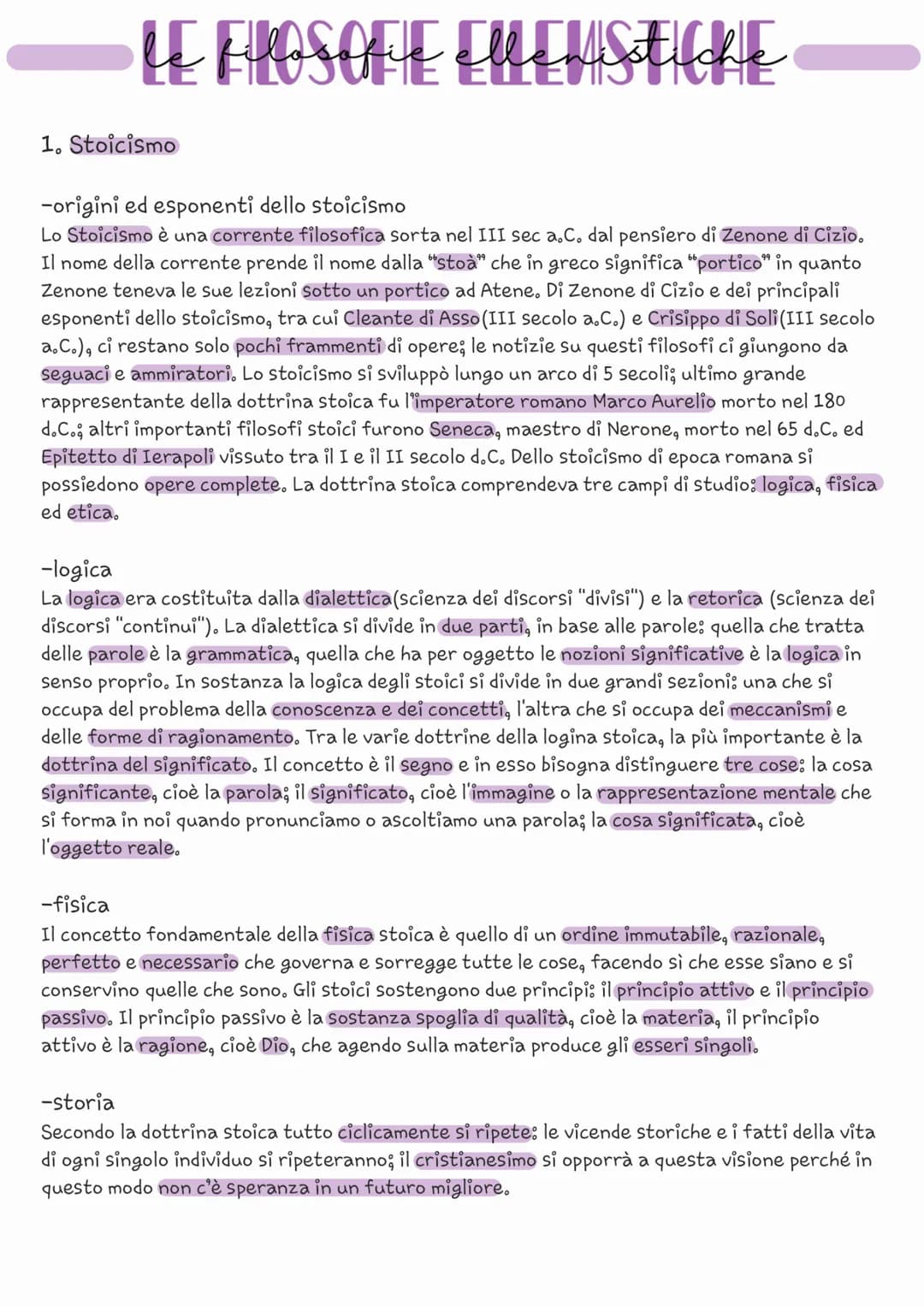 # le filosofie ellenistiche

1. Stoicismo

-origini ed esponenti dello stoicismo

Lo Stoicismo è una corrente filosofica sorta nel III sec a