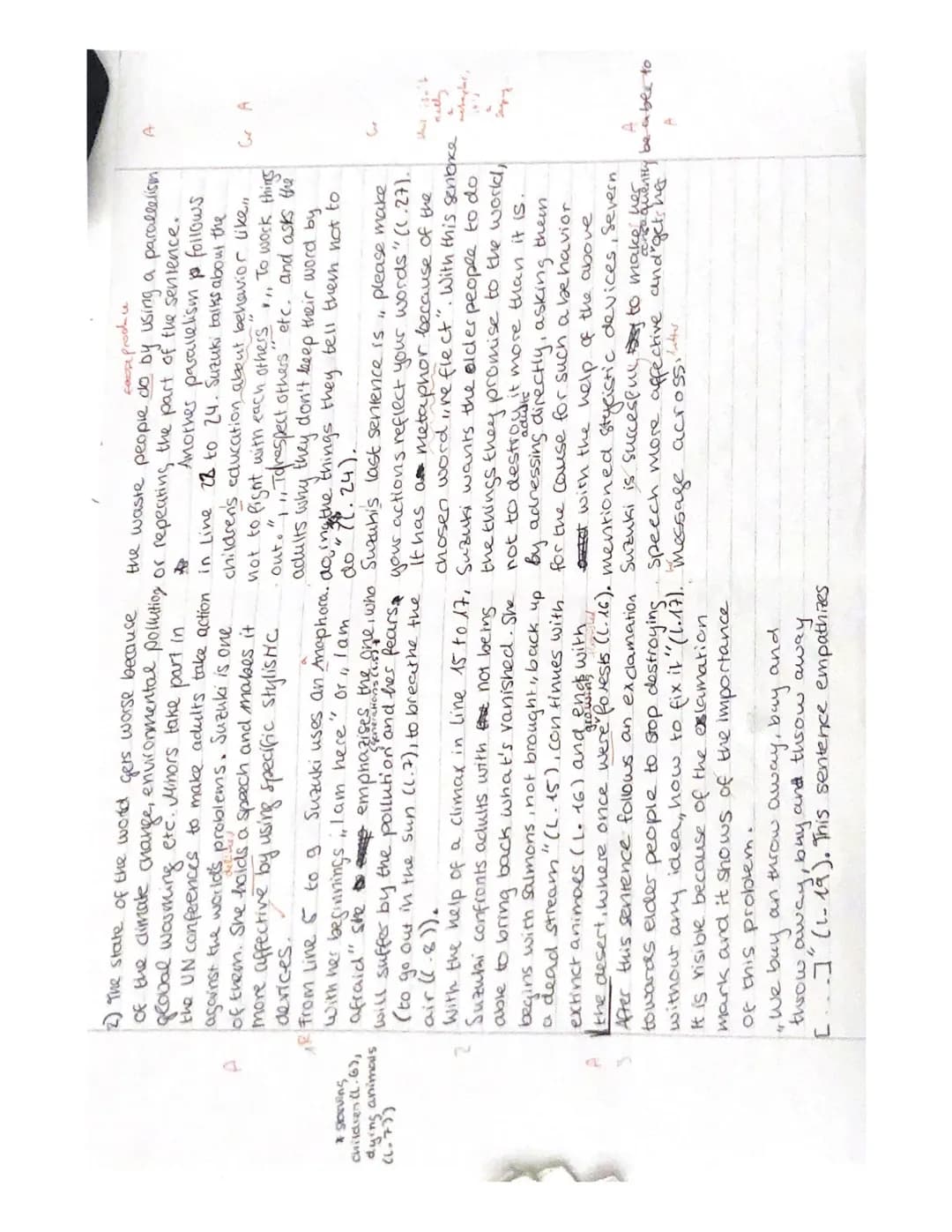agree disa
Aufgabenstellung
1. Summarize the speech by Severn Suzuki using your own words.
 (Comprehension: 16 Punkte)
2. Analyse six stylis