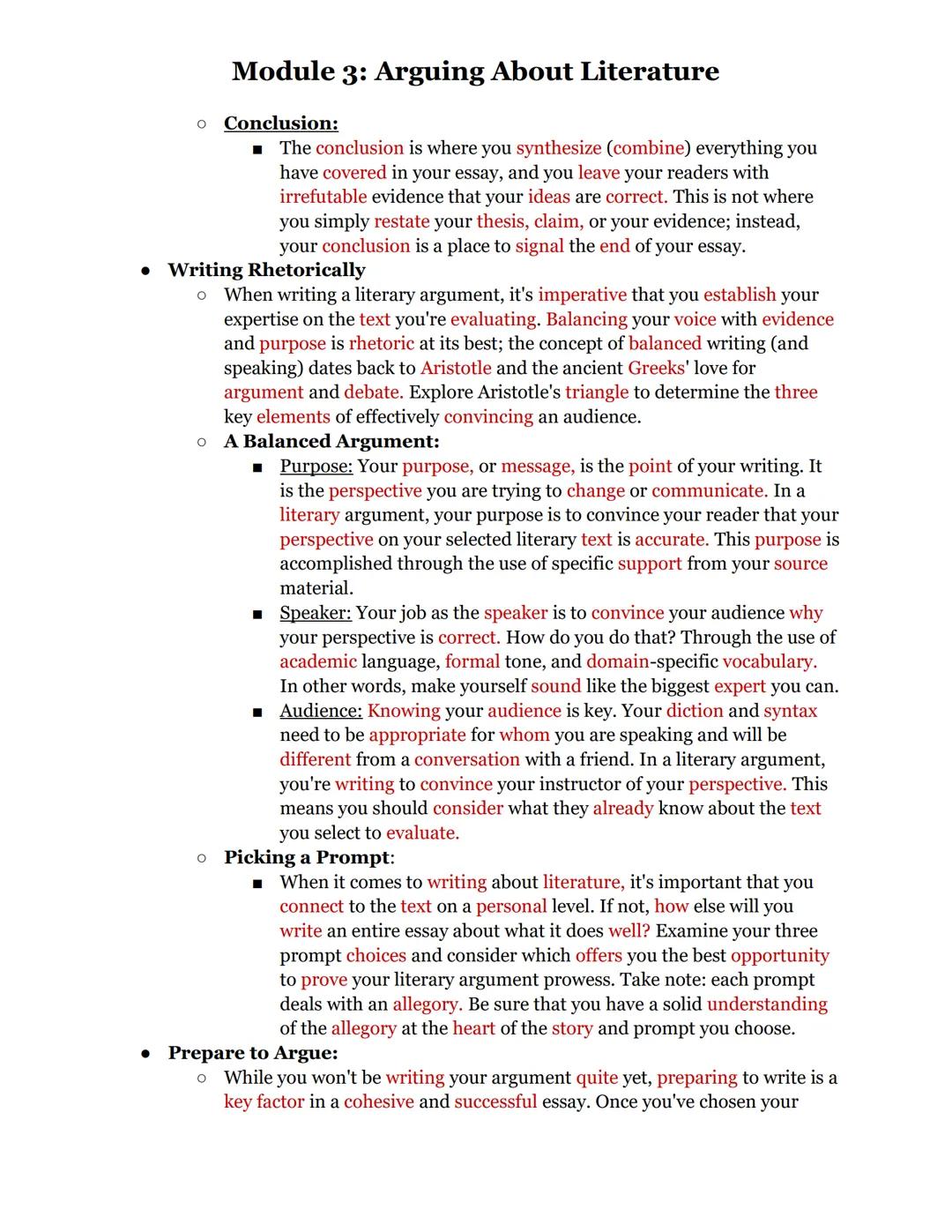 # Module 3: Arguing About Literature

This module teaches you how to format, create, and polish a literary analysis essay.

03.01: Develop a