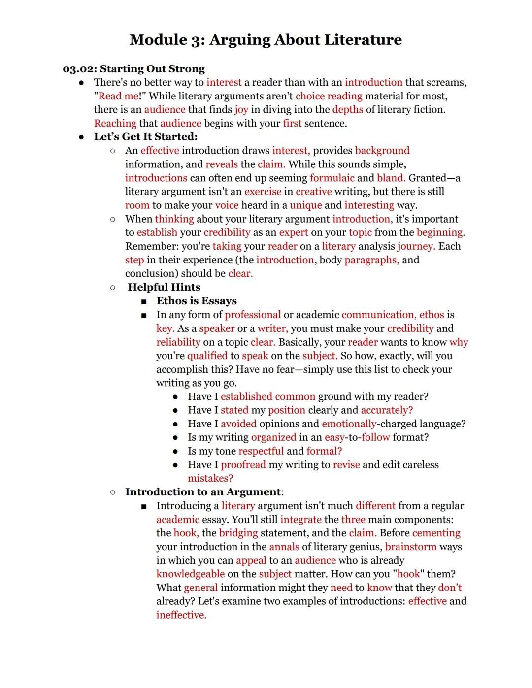 # Module 3: Arguing About Literature

This module teaches you how to format, create, and polish a literary analysis essay.

03.01: Develop a