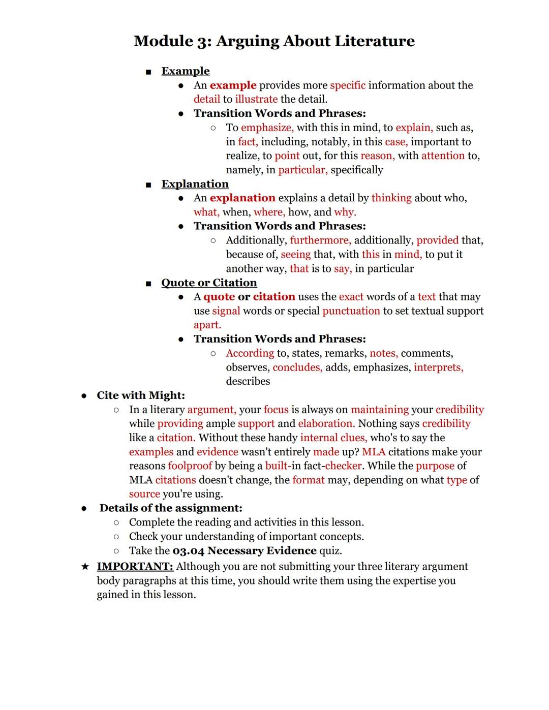 # Module 3: Arguing About Literature

This module teaches you how to format, create, and polish a literary analysis essay.

03.01: Develop a
