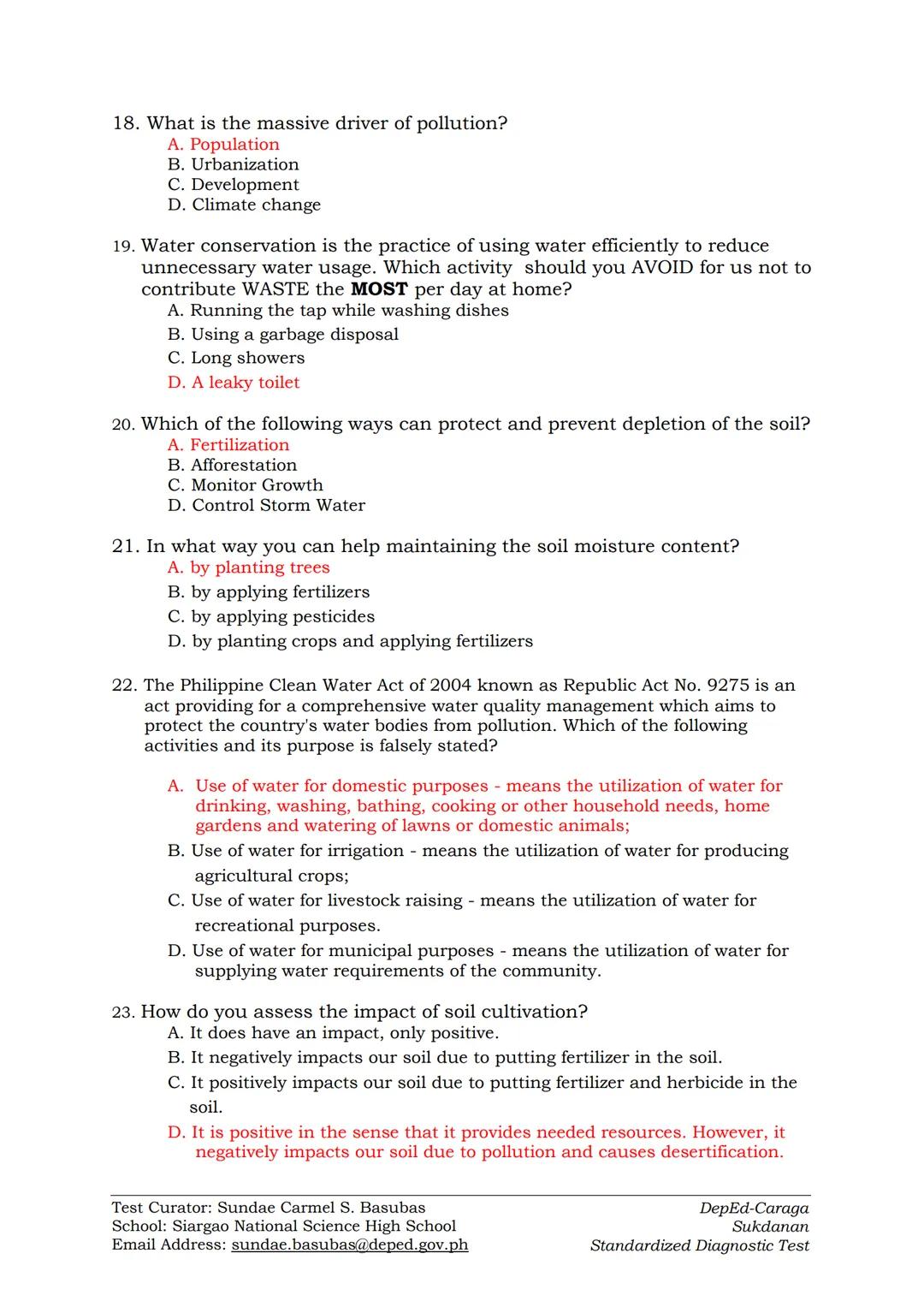 # DIAGNOSTIC TEST IN EARTH SCIENCE
SY 2022-2023

Instructions: Read each question carefully and shade the correct answer in the
answer sheet