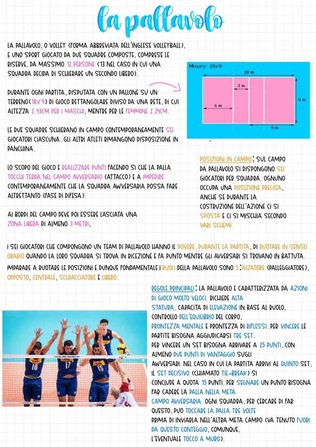 # la pallavolo

LA PALLAVOLO, O VOLLEY (FORMA ABBREVIATA DELL INGLESE VOLLEYBALL>.
E UNO SPORT GIOCATO DA DUE SQUADRE COMPOSTE, COMPRESE LE
