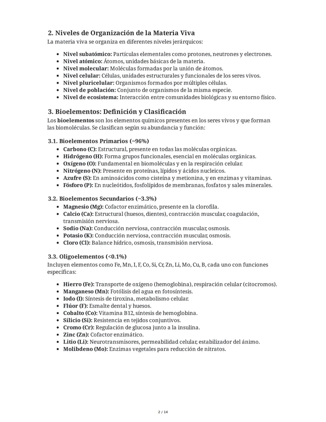Biología General: Bioelementos y Biomoléculas Inorgánicas
1. Introducción a la Biología General y los Componentes de los Seres
Vivos
La biol