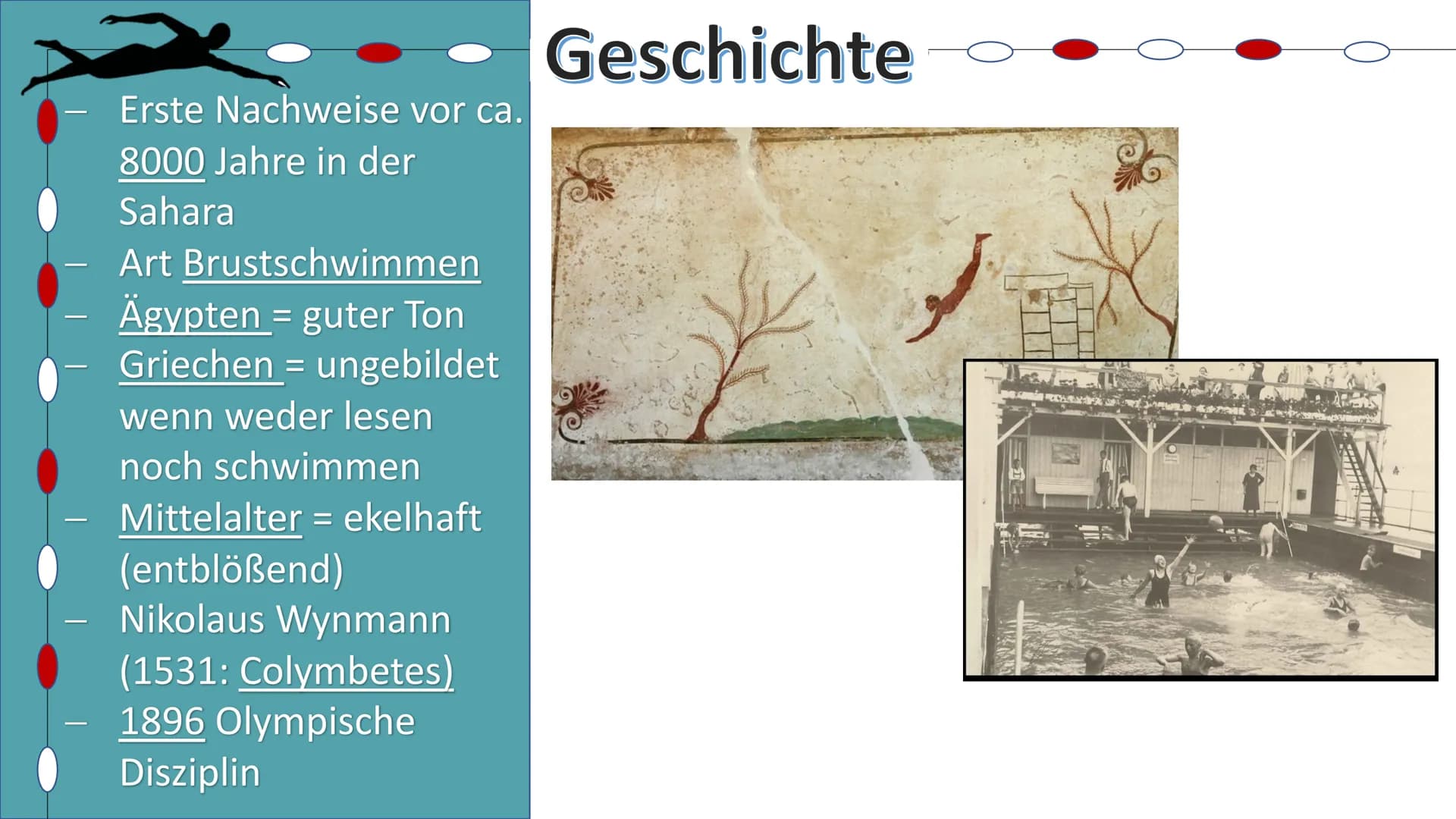 Schwimmen
Helena Kuntzsch 2021 Gliederung

1. Geschichte
2. Technik
  2.1 Delphin
  2.2 Rücken
  2.3 Brust
  2.4 Kraul
  2.5 Startsprünge
3.