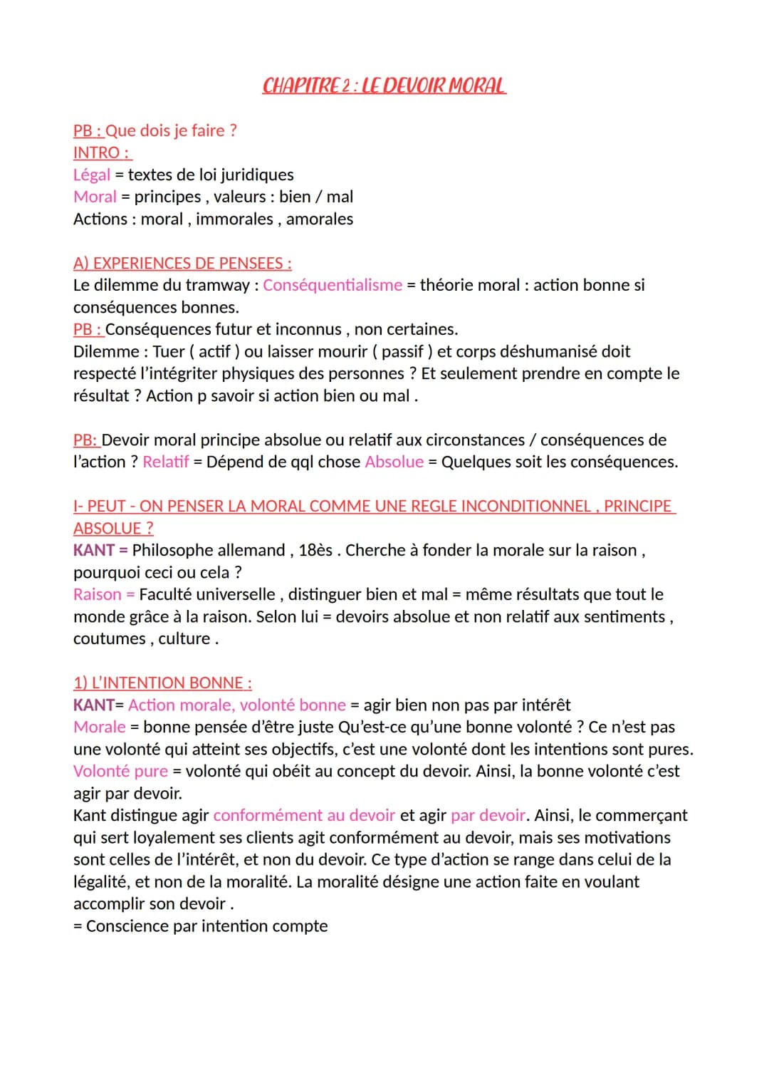 PB: Que dois je faire ?

INTRO:

CHAPITRE 2: LE DEVOIR MORAL

Légal = textes de loi juridiques

Moral = principes, valeurs: bien / mal

Acti