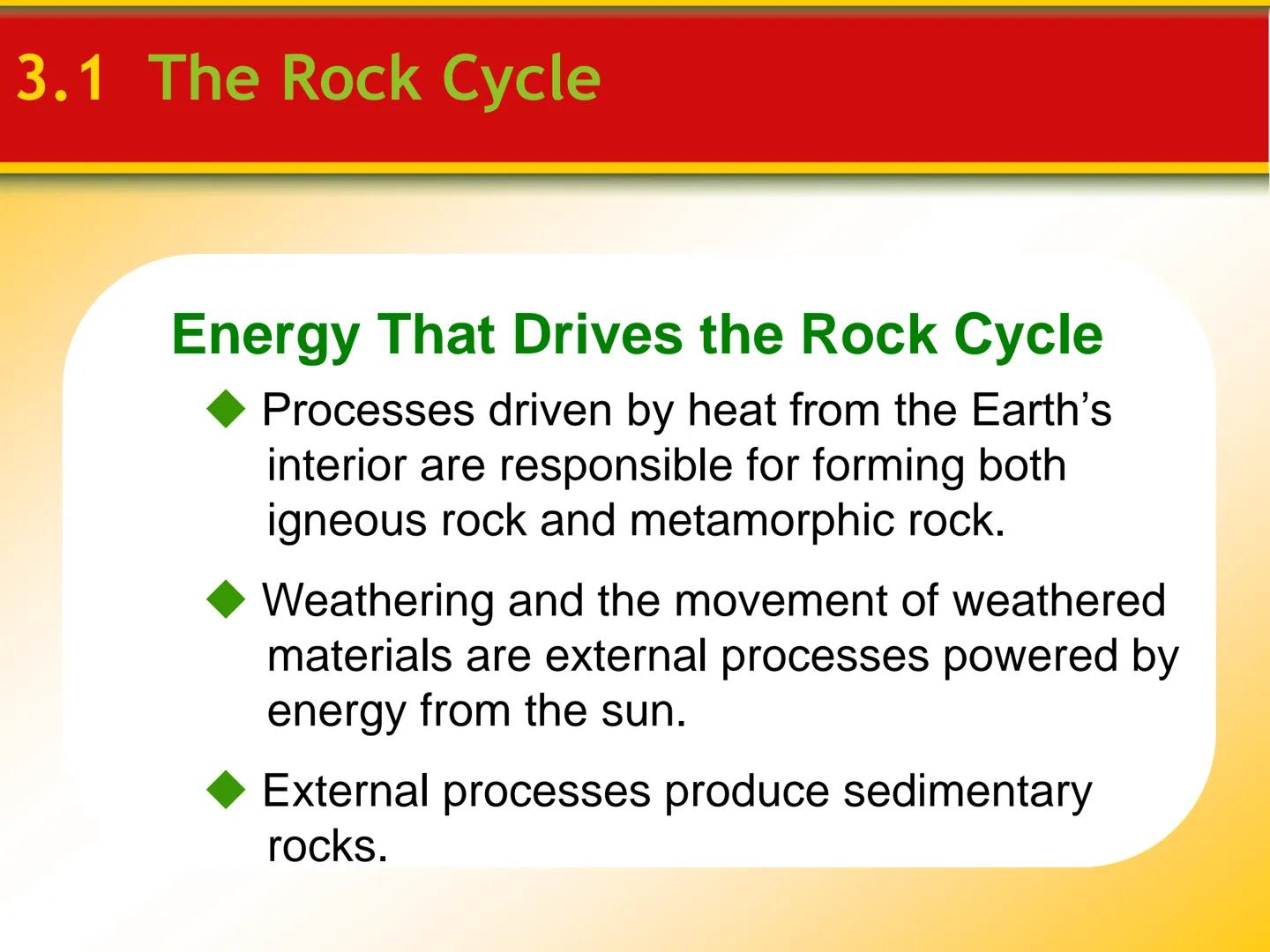 # Chapter

# 3 Rocks # 3.1 The Rock Cycle

Rocks

*   Rocks are any solid mass of mineral or
mineral-like matter occurring naturally
as part