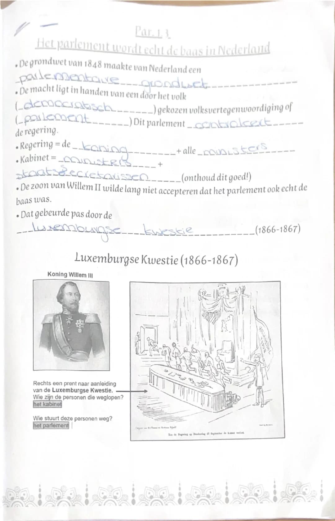 # Geschiedenis 41 Begrippenlyst.
- Constitutionele Monarchie
  Een land met een boning (in) die zich
  moest houden aan de grondwet
- Republ