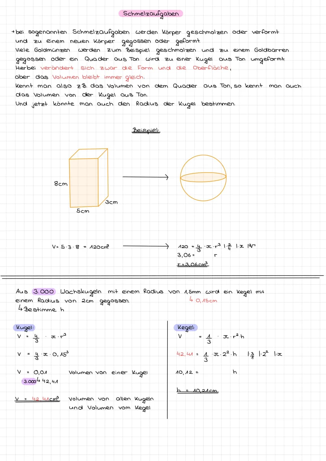 Normal

Würfel
→ V = a · a · a = $a^3$
→ O = 6 · $a^2$

Quader:
→ V = a · b · c
→ O = 2 · a · b + 2 · b · c + 2 · c · a

Prisma:
Formelsamml
