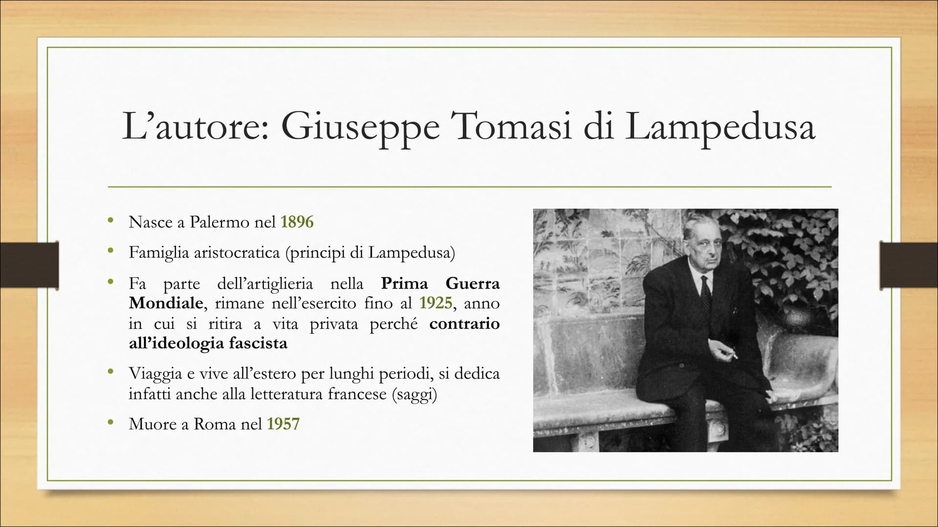 # IL GATTOPARDO

Giuseppe Tomasi di Lampedusa # L'autore: Giuseppe Tomasi di Lampedusa

*   Nasce a Palermo nel 1896
*   Famiglia aristocrat