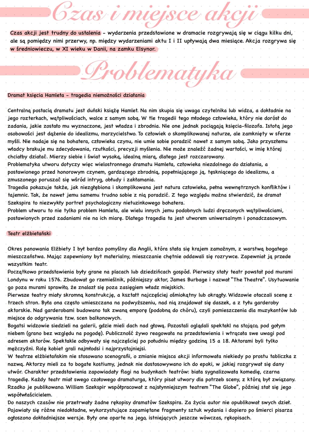 # Hamlet - William Szekspir

## Geneza

Pomysł tragedii zaczerpnął autor z XIII-wiecznej duńskiej kroniki Saxo Drammaticusa, ale nie bezpośr